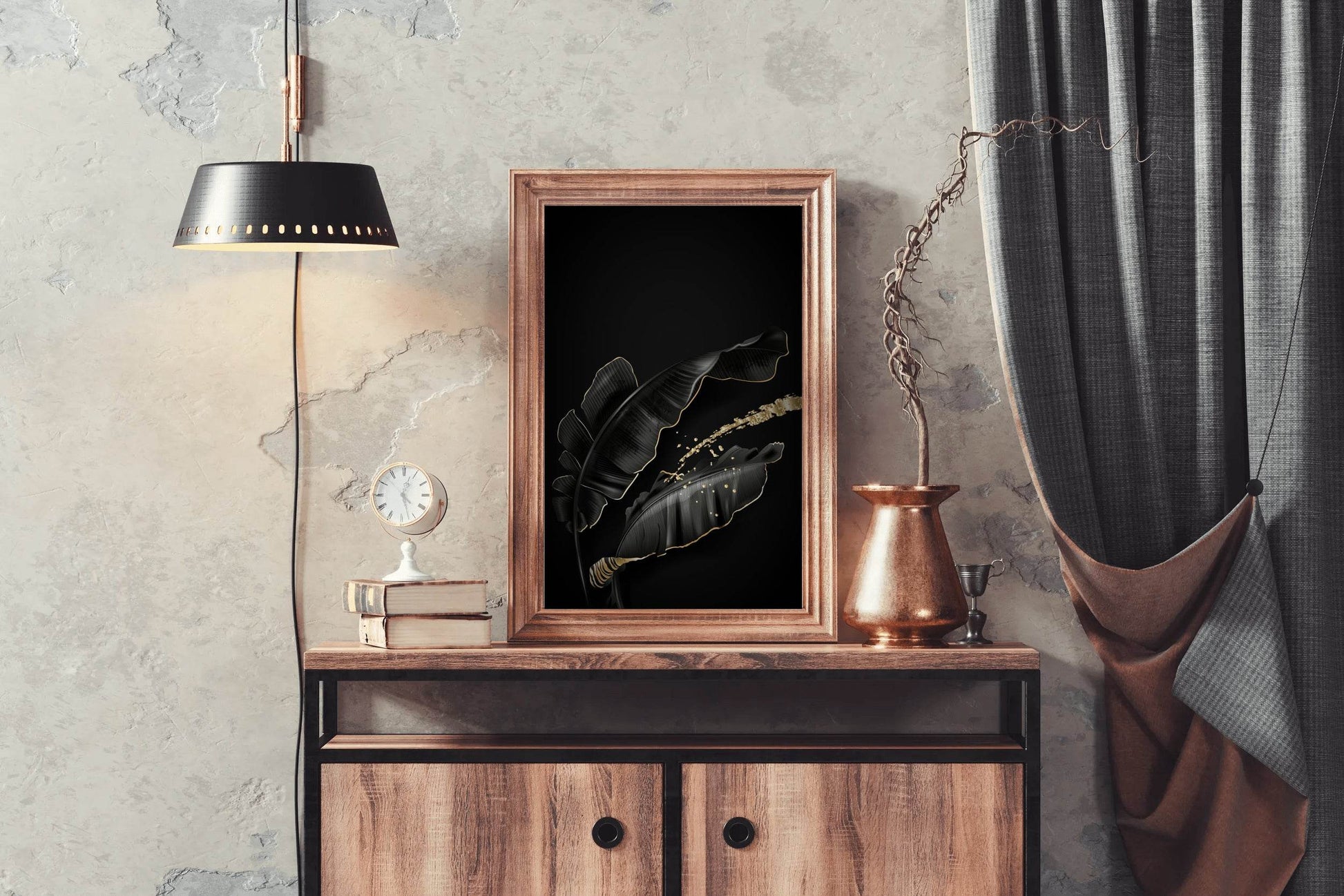 Blackened Banana Leaves Wall Art - beink online art store