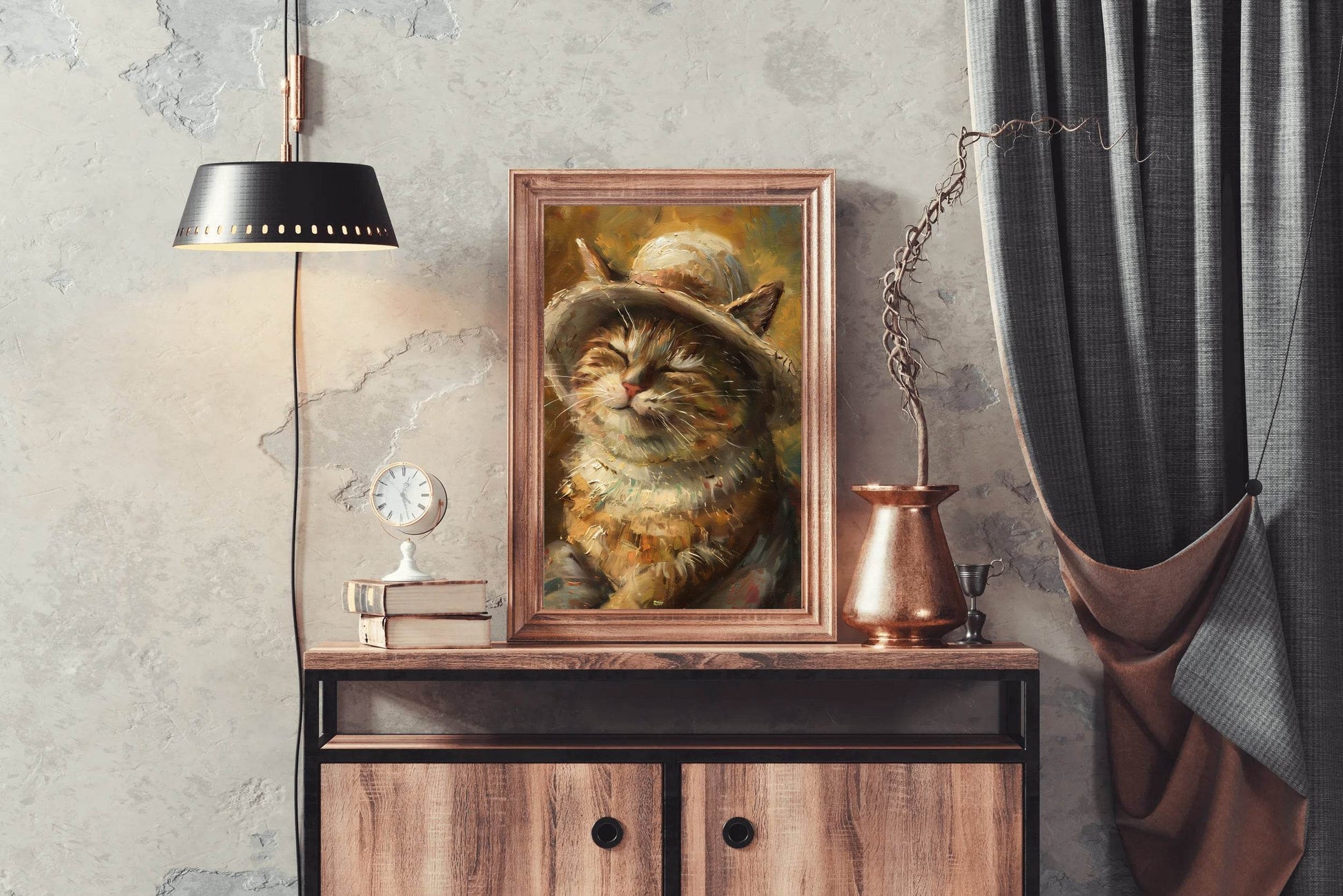 Brush Stroked Painting of Sleepy Cat - beink online art store