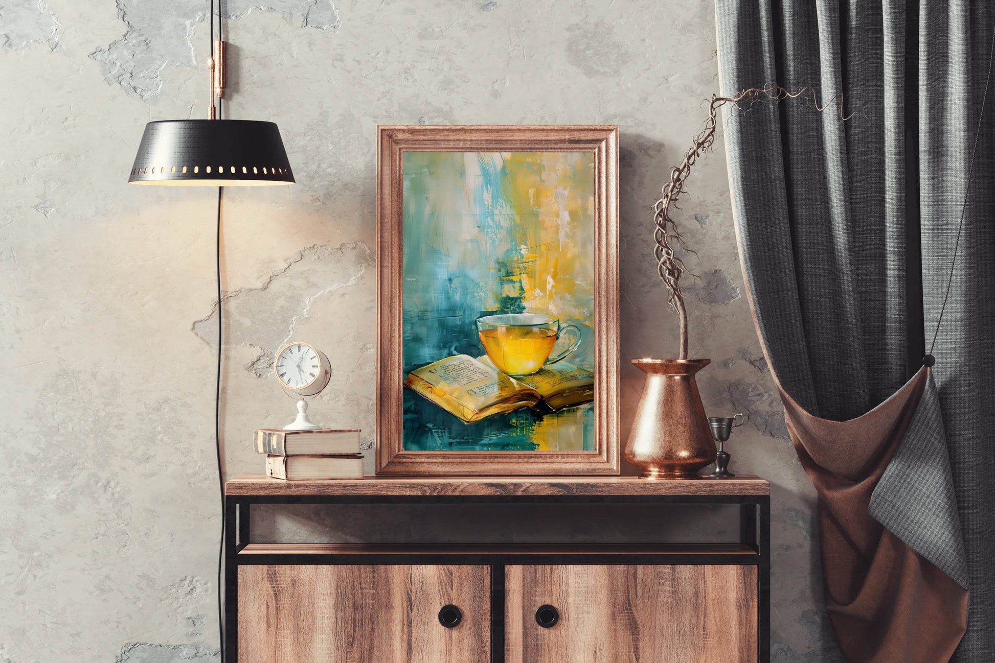 Painting A Cup Of Tea On A Book Wall Art - beink online art store