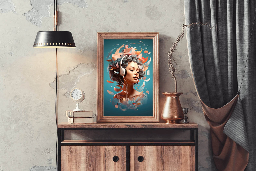 Anime Girl With Old Headphones Wall Art - beink online art store