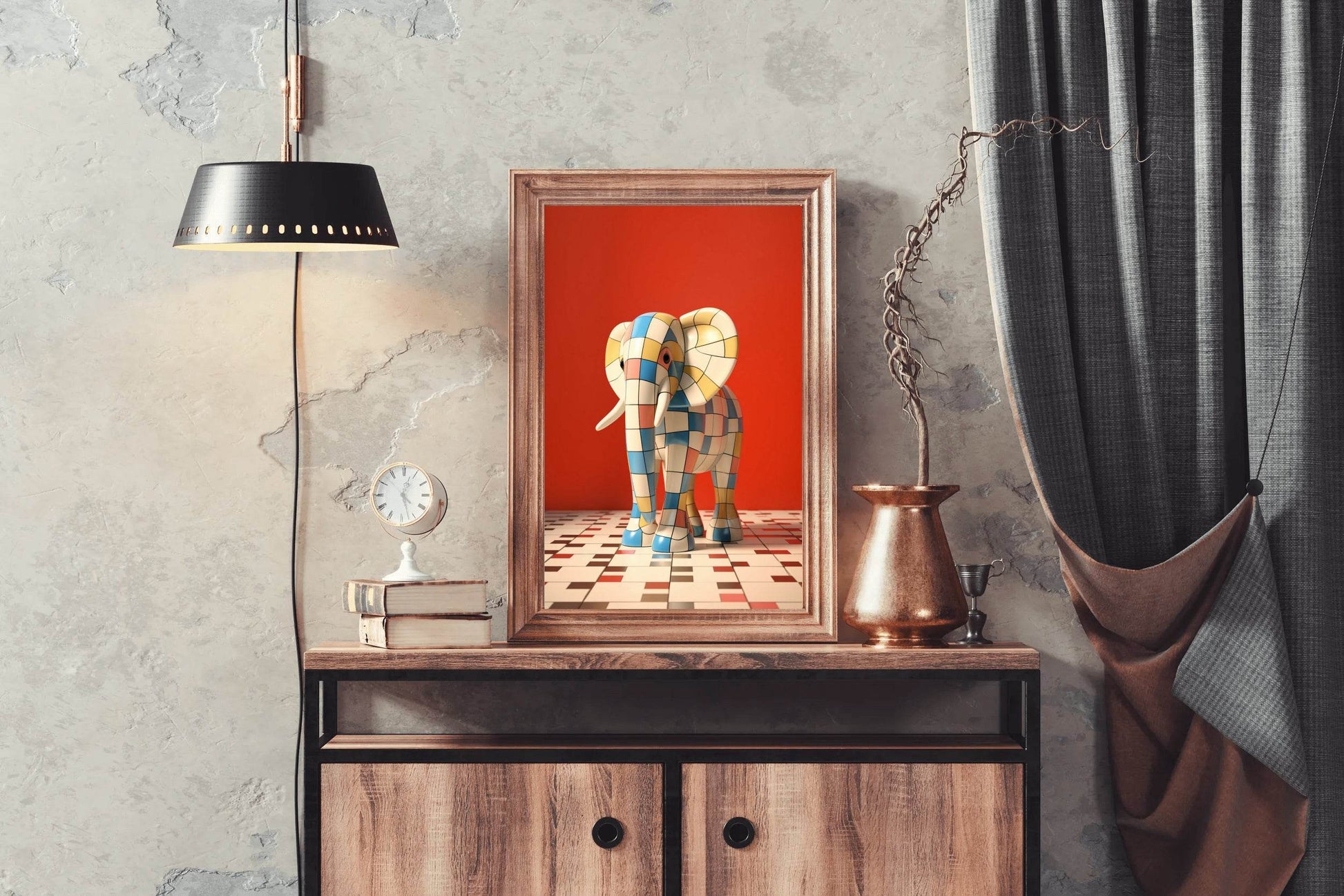 Colorful Robotic Elephant Animal Wall Art - beink online art store