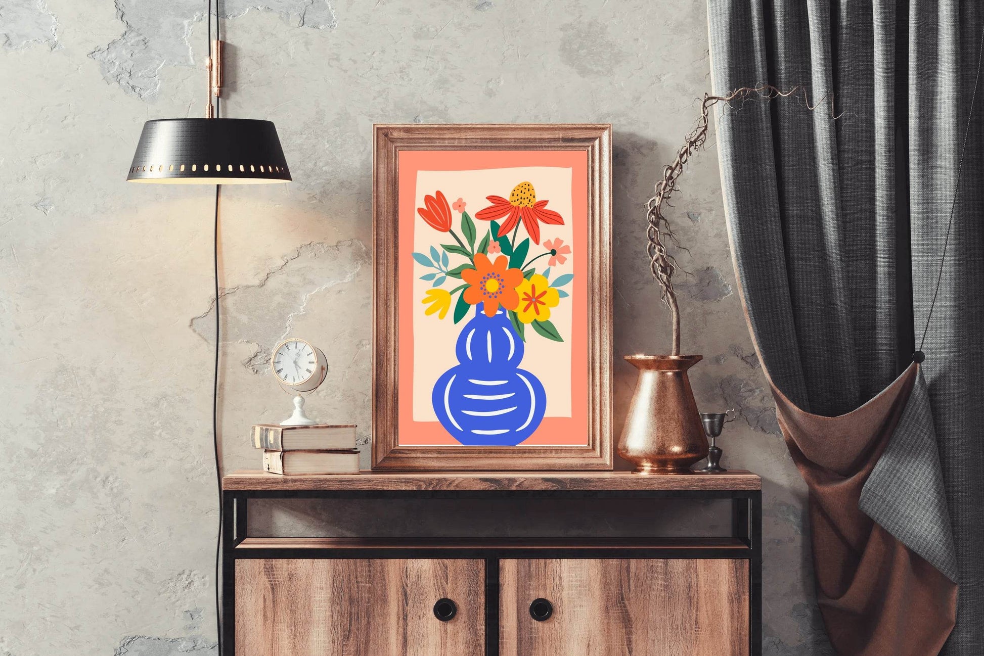 Painting a Blue Vase With Flowers Wall Art - beink online art store