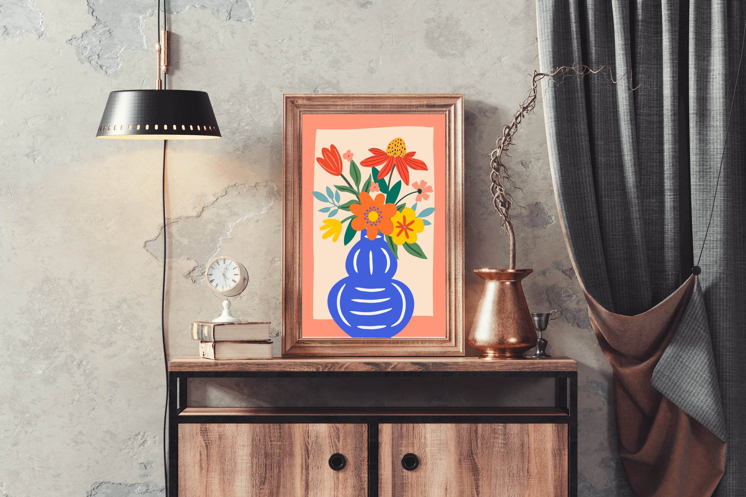 Painting a Blue Vase With Flowers Wall Art - beink online art store