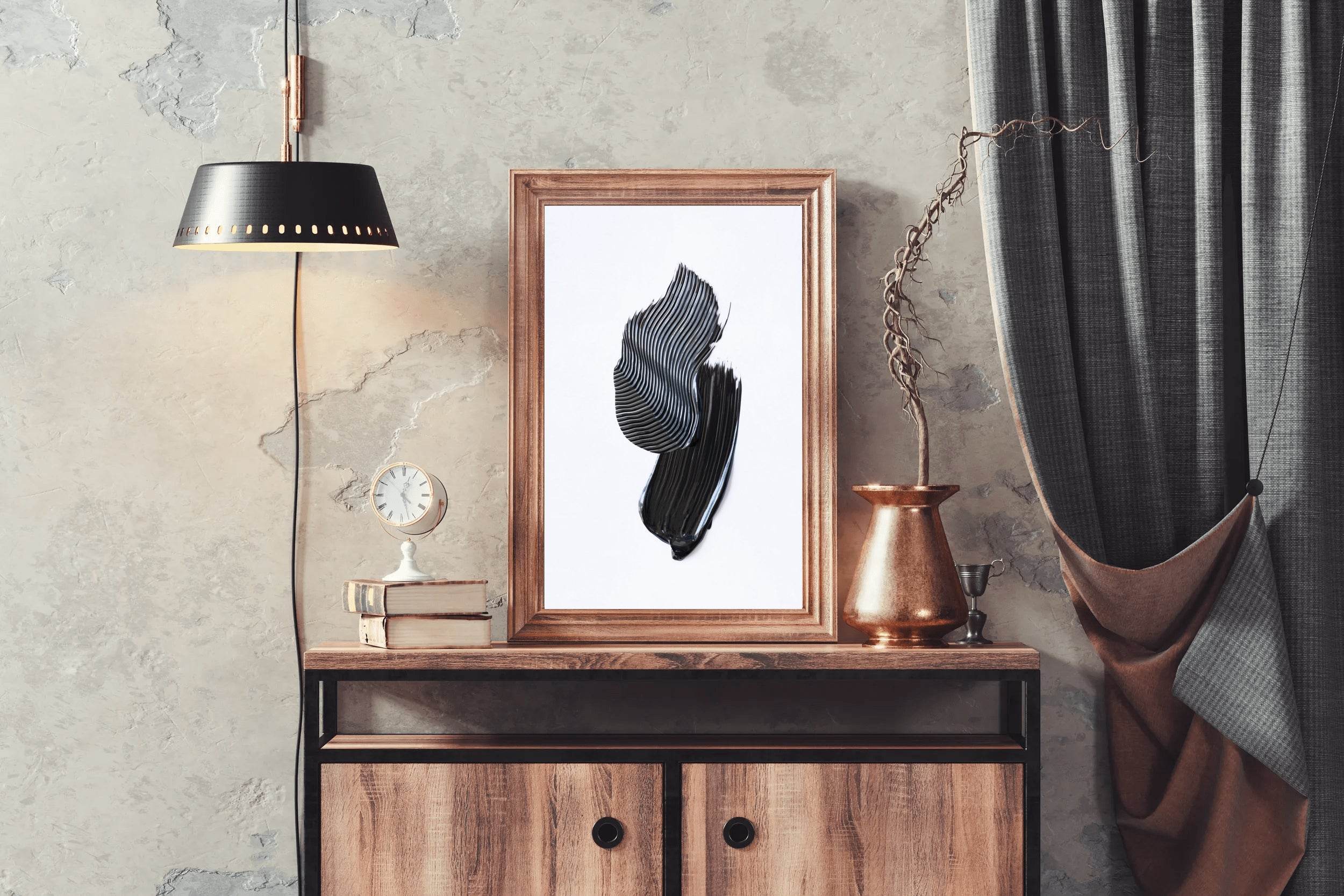 Mascara Brush Stroke Black & White Wall Art - beink online art store