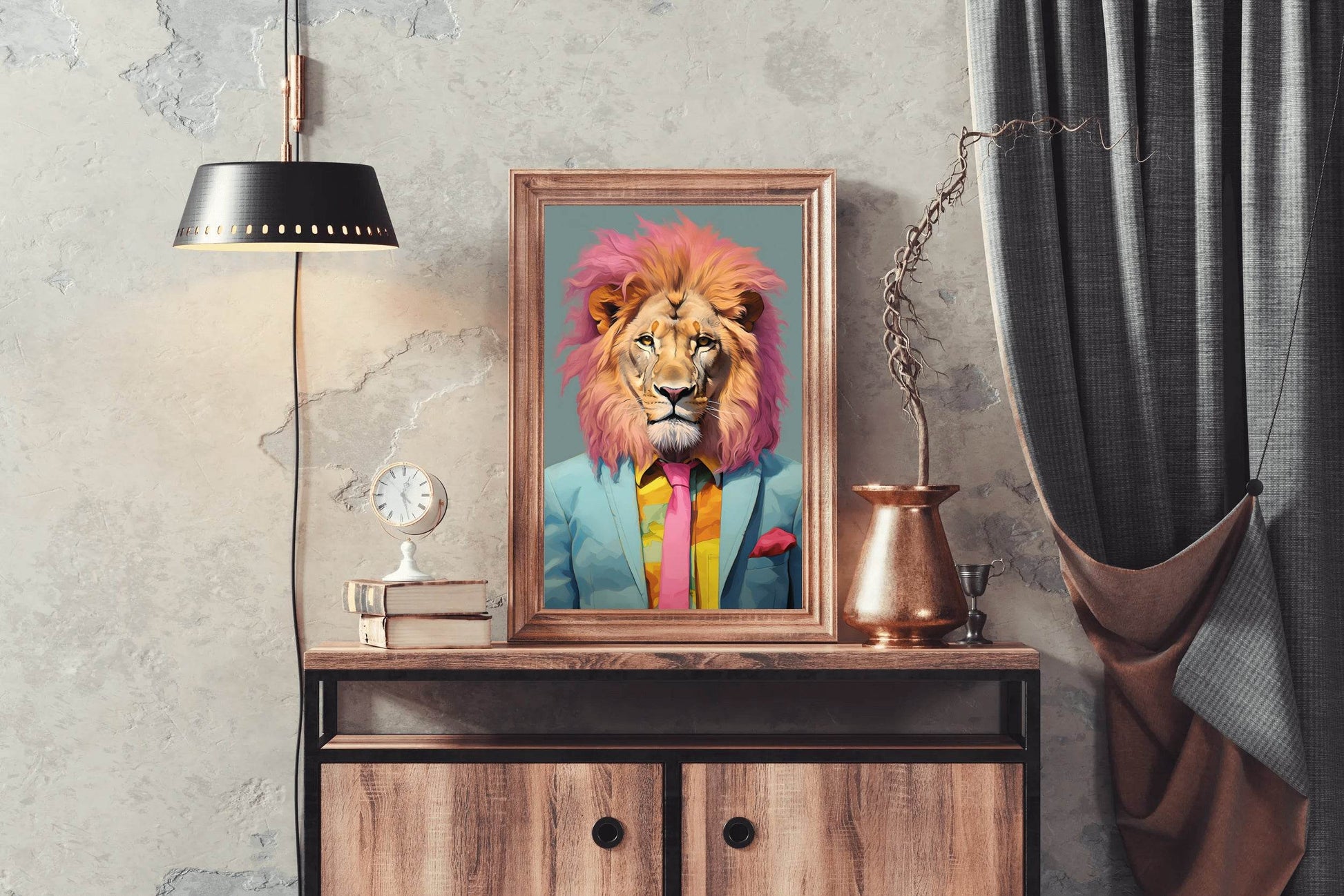 Colorful Painting of Lion Wearning Suit - beink online art store