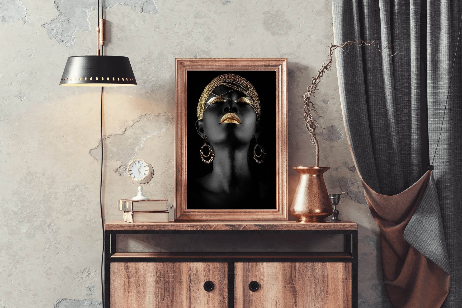 Girl Black Woman with Gold Wall Art - beink online art store