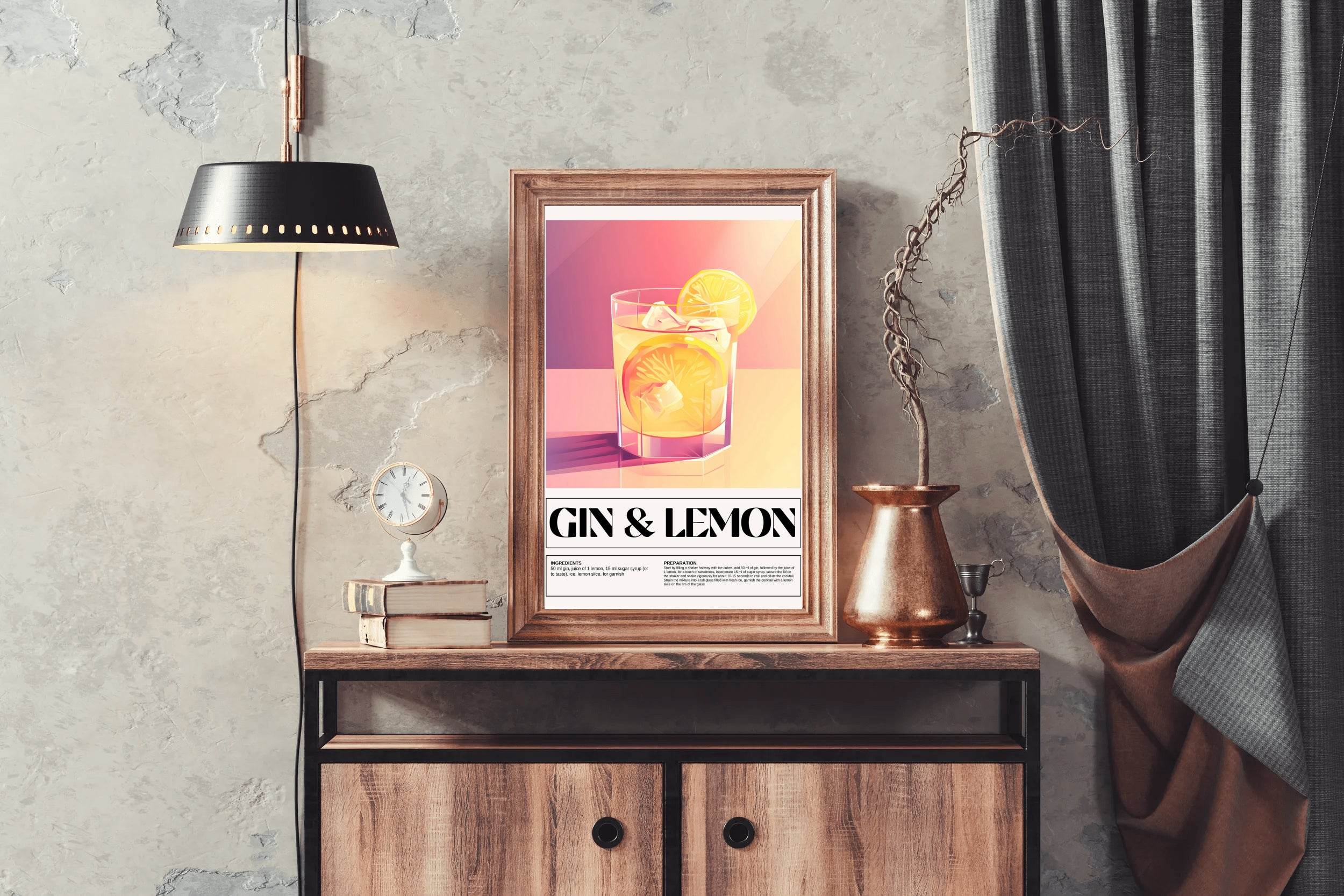 Lemon Gin Drink Wall Art - beink online art store