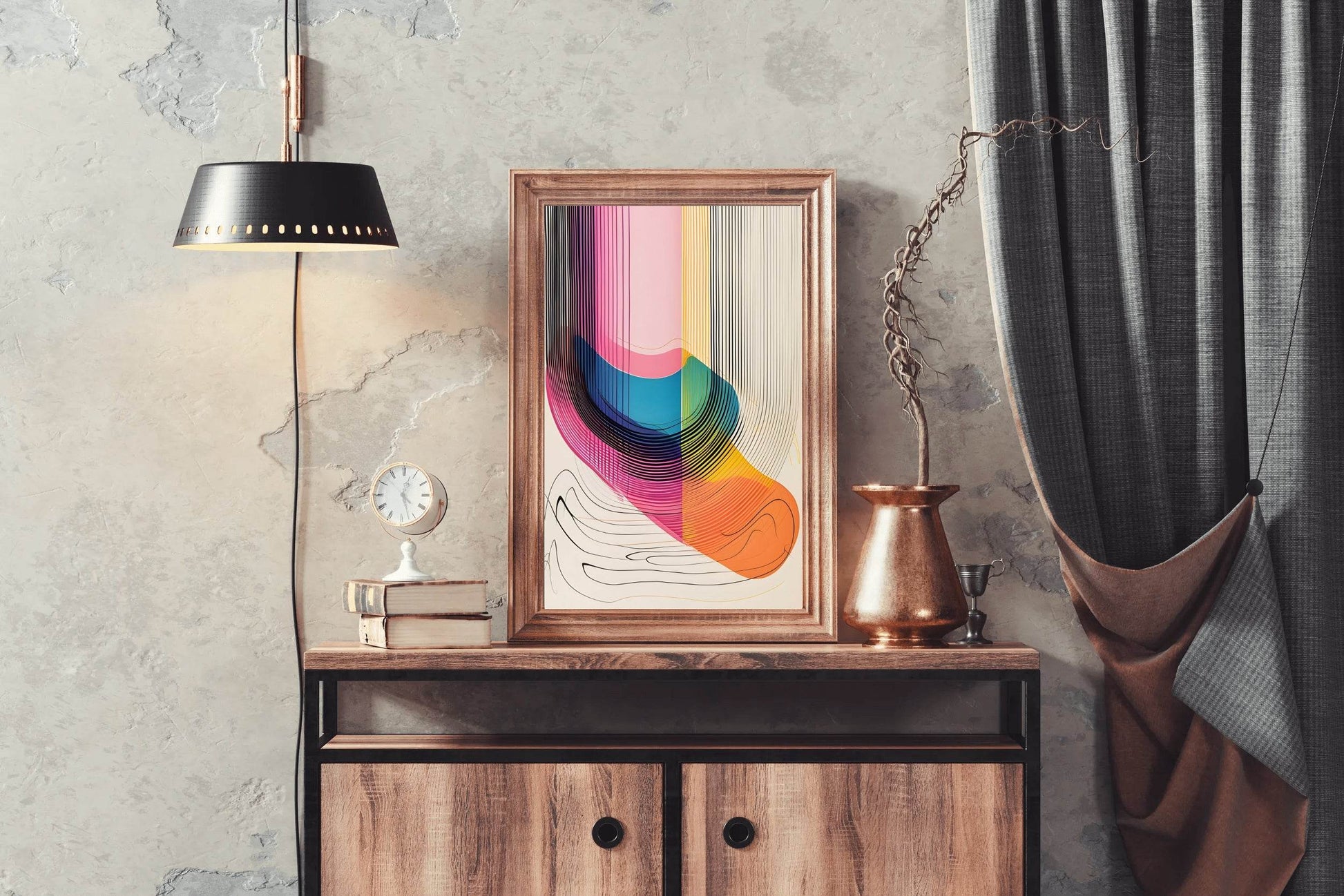 A Close Up of a Colorful Wavy Pattern Digital Art - beink online art store