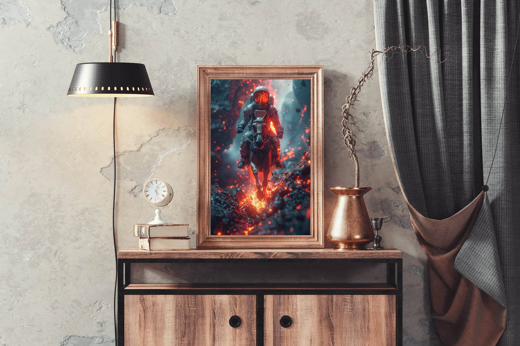 astronaut in suit riding horse Wall Art - beink online art store