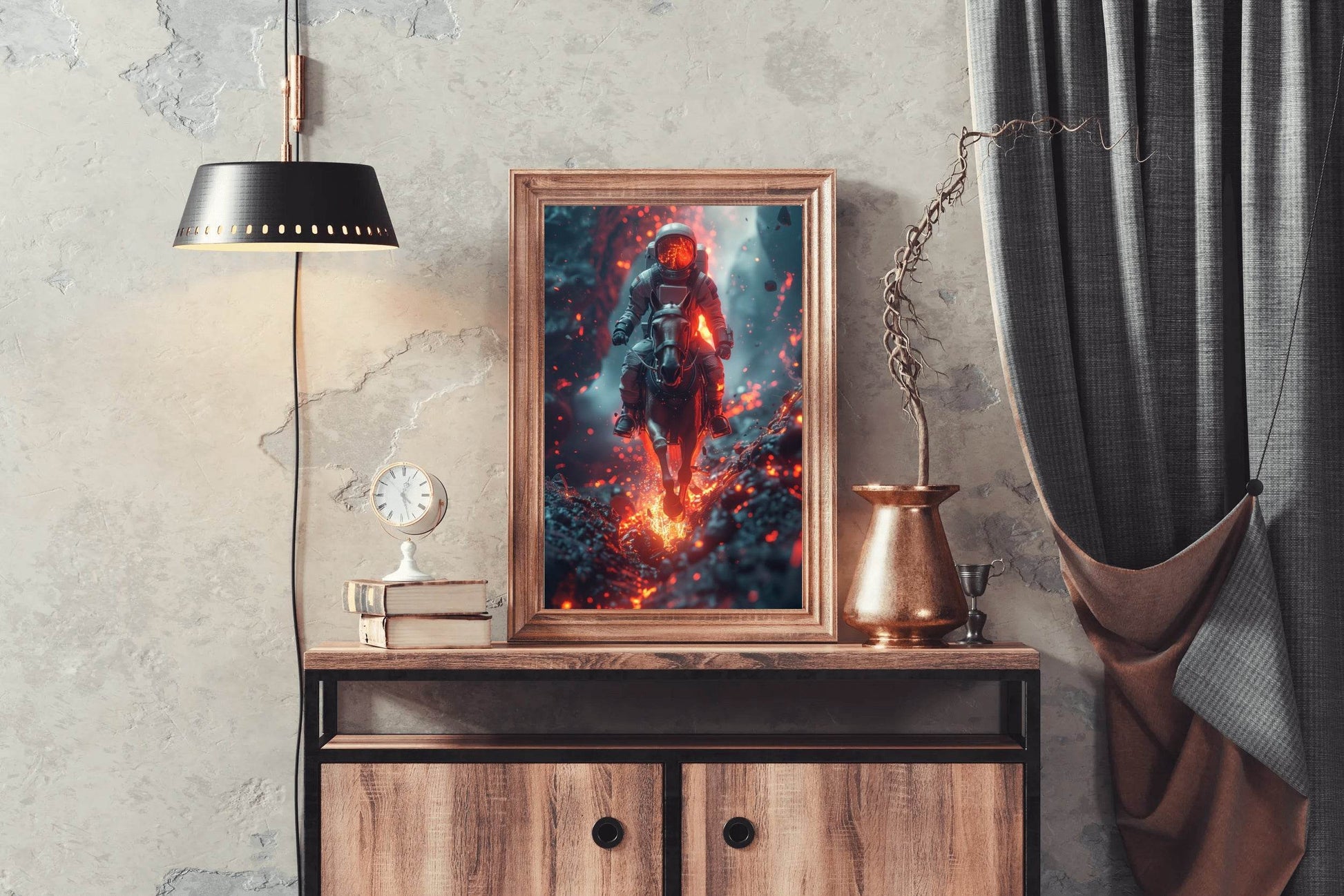 astronaut in suit riding horse Wall Art - beink online art store