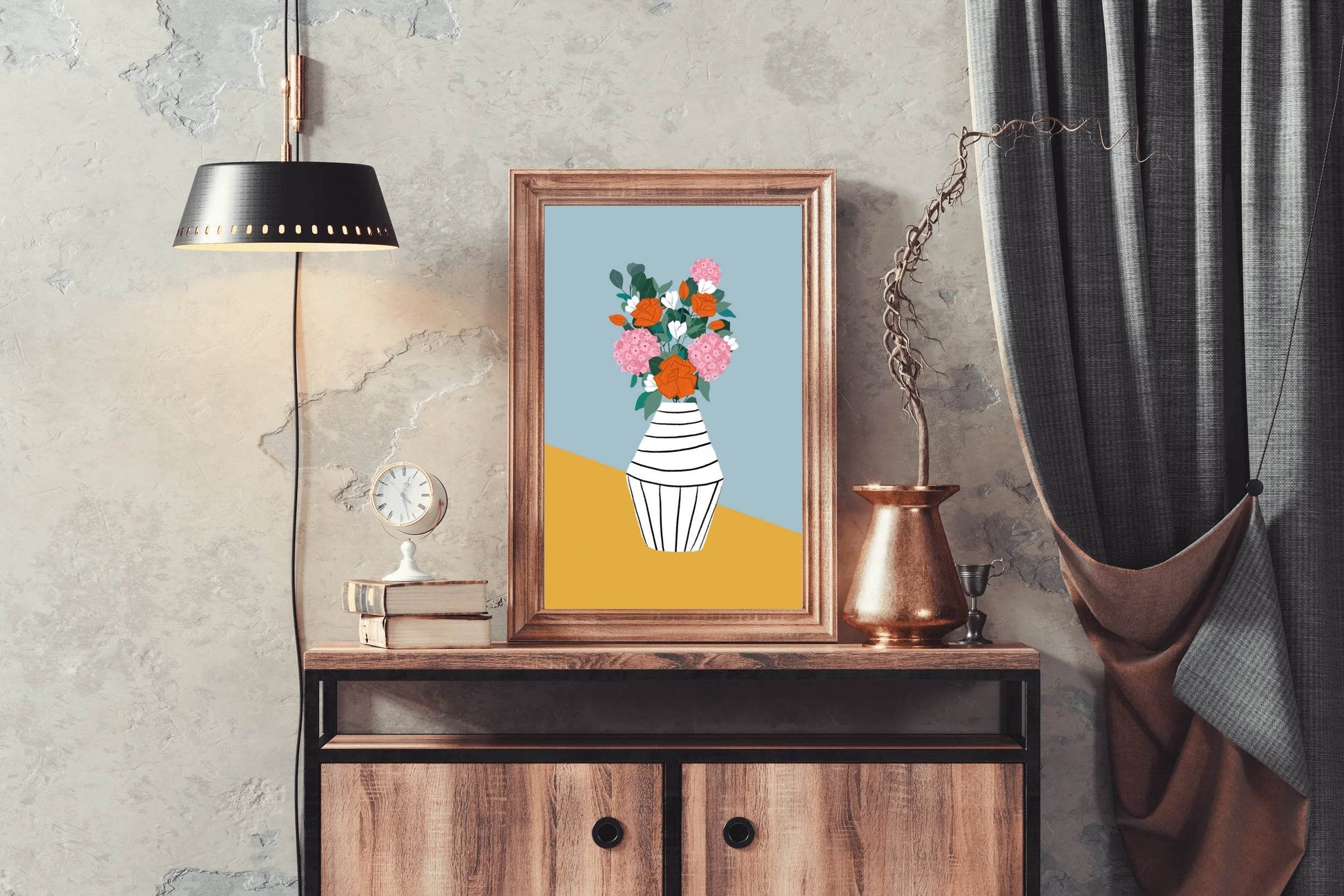 Black And White Vase With Spring Flowers Wall Art - beink online art store