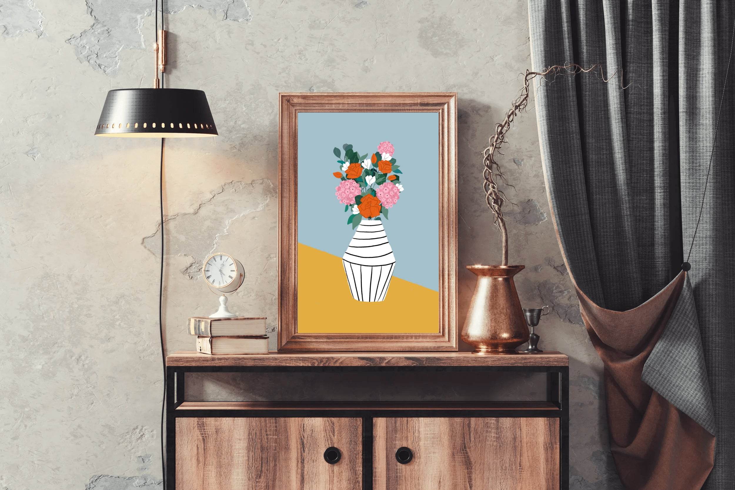 Black And White Vase With Spring Flowers Wall Art - beink online art store