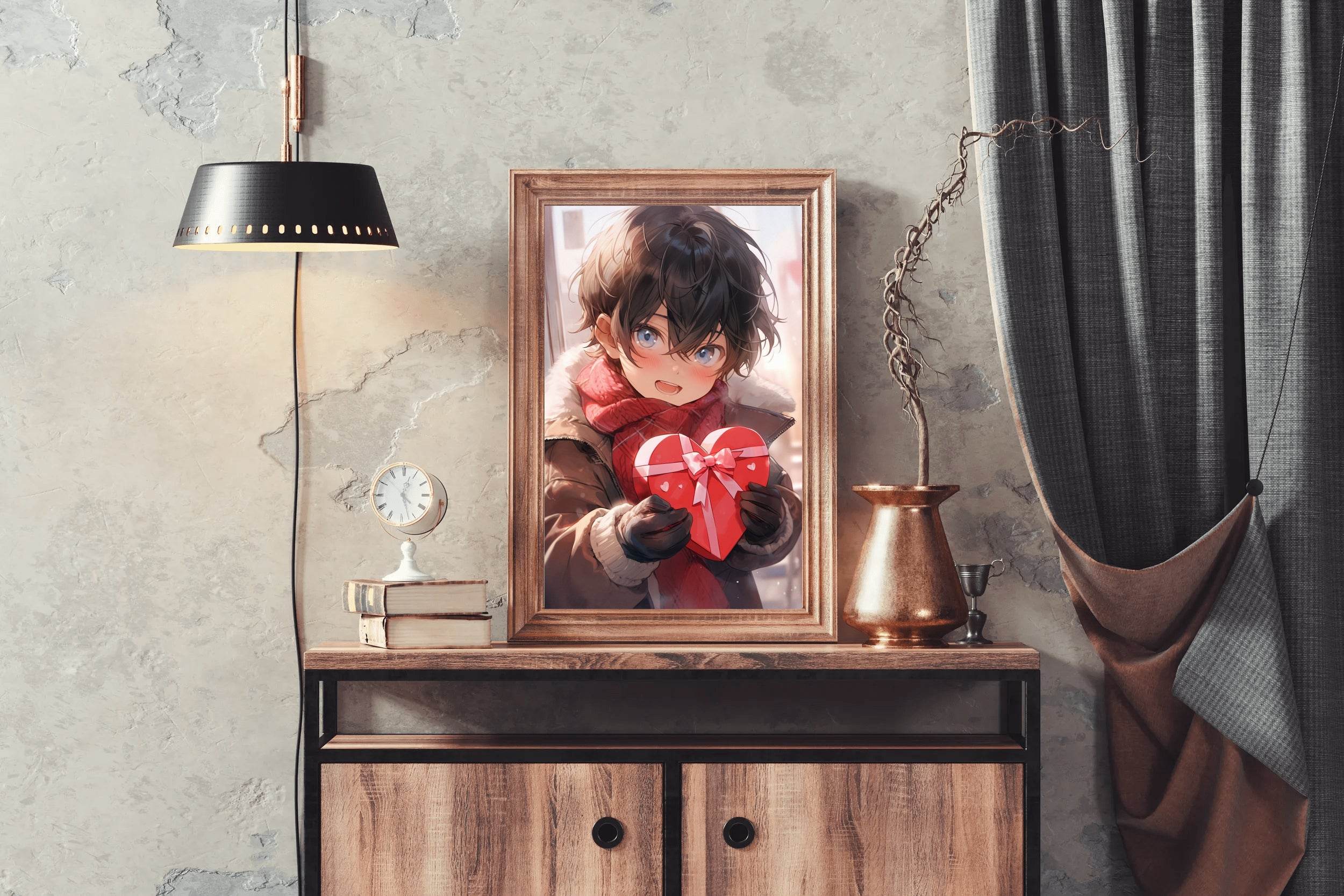 Anime Style Celebrating Valentines Day Anime Wall Art - beink online art store