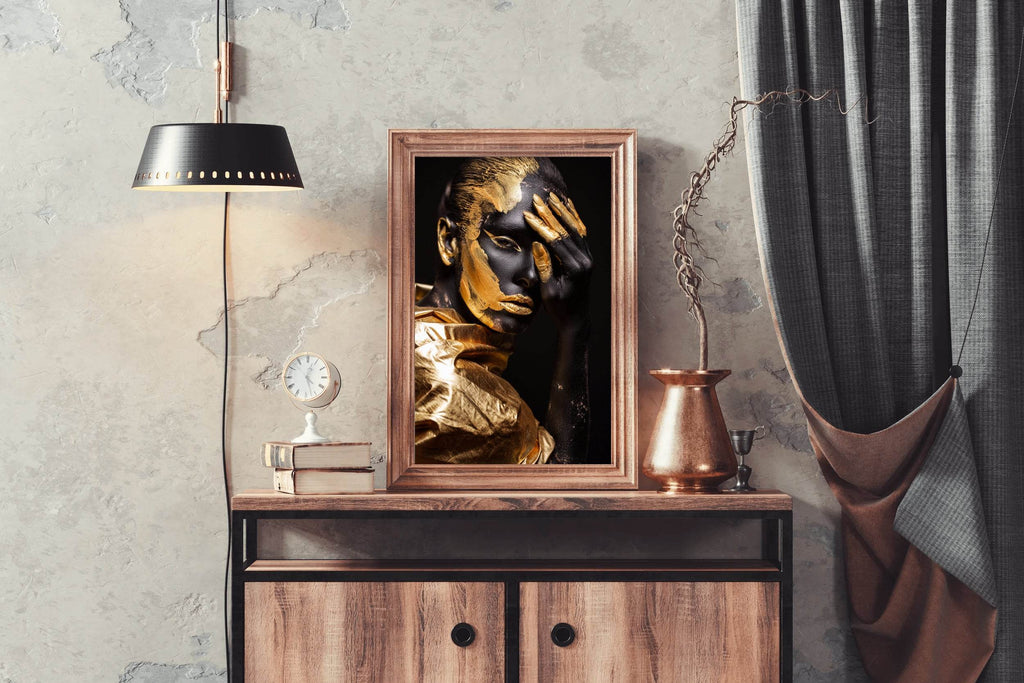African Woman Gold $ Black Wall Art - beink online art store