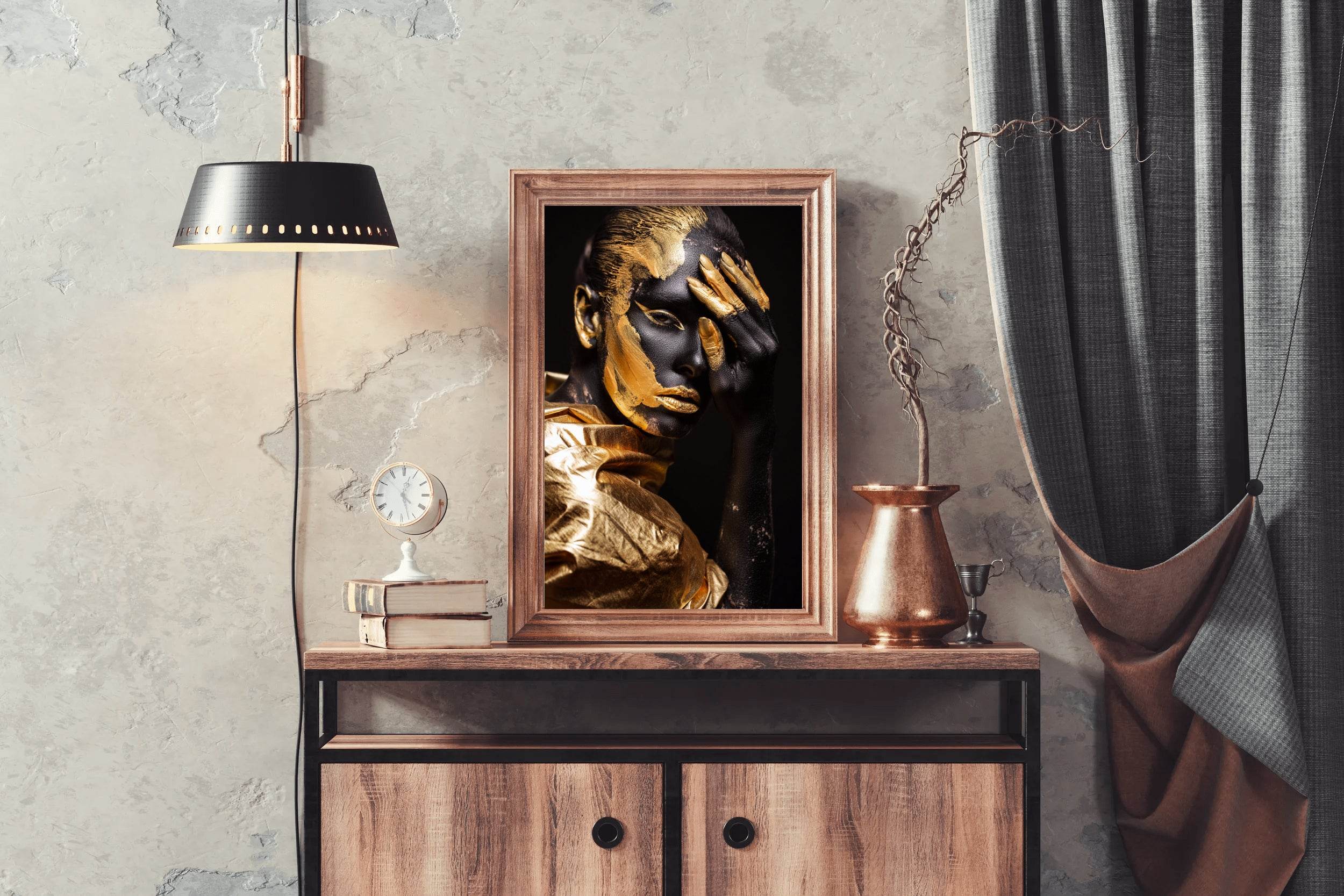 African Woman Gold $ Black Wall Art - beink online art store