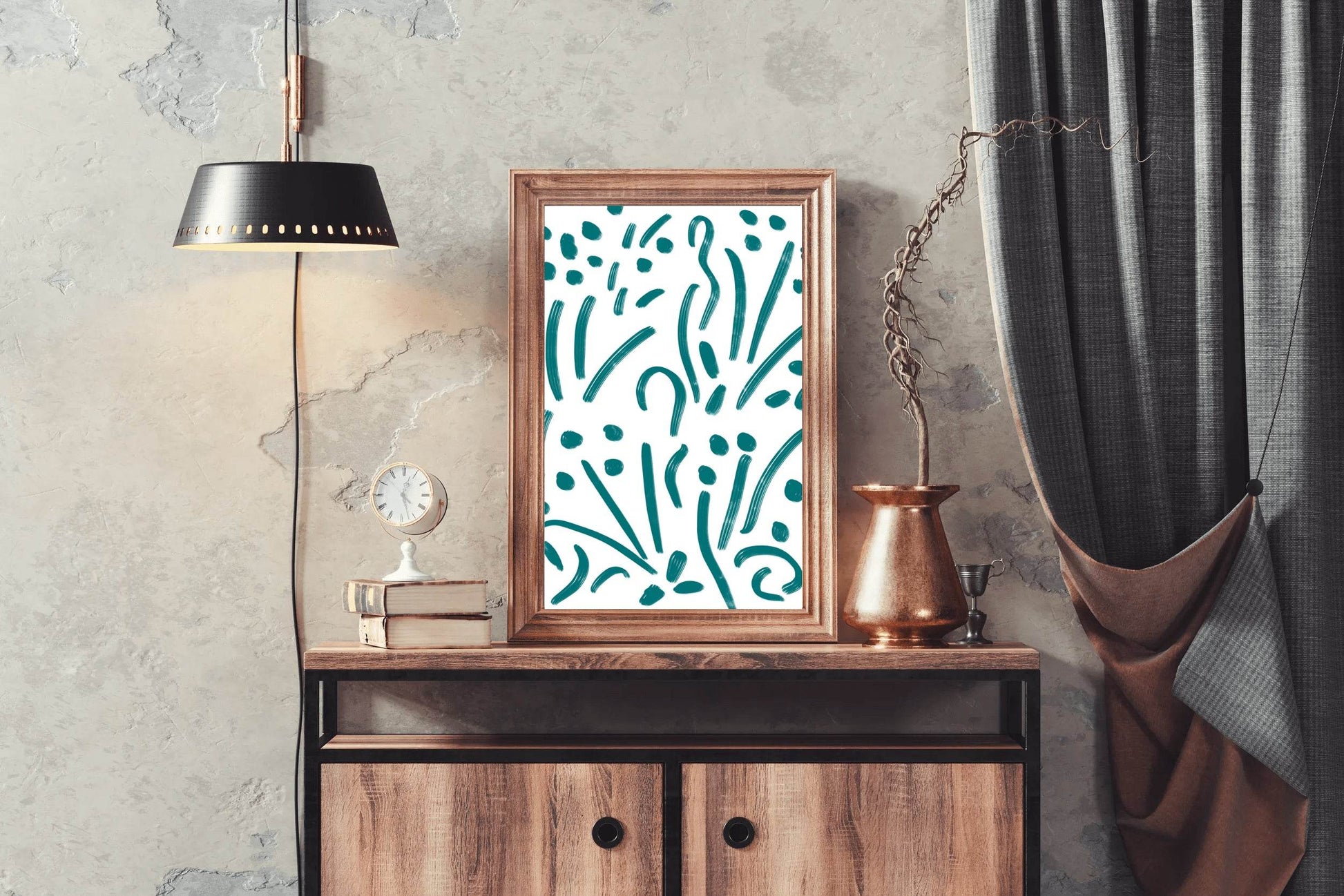 Teal Splatters Canvas Wall Art - beink online art store