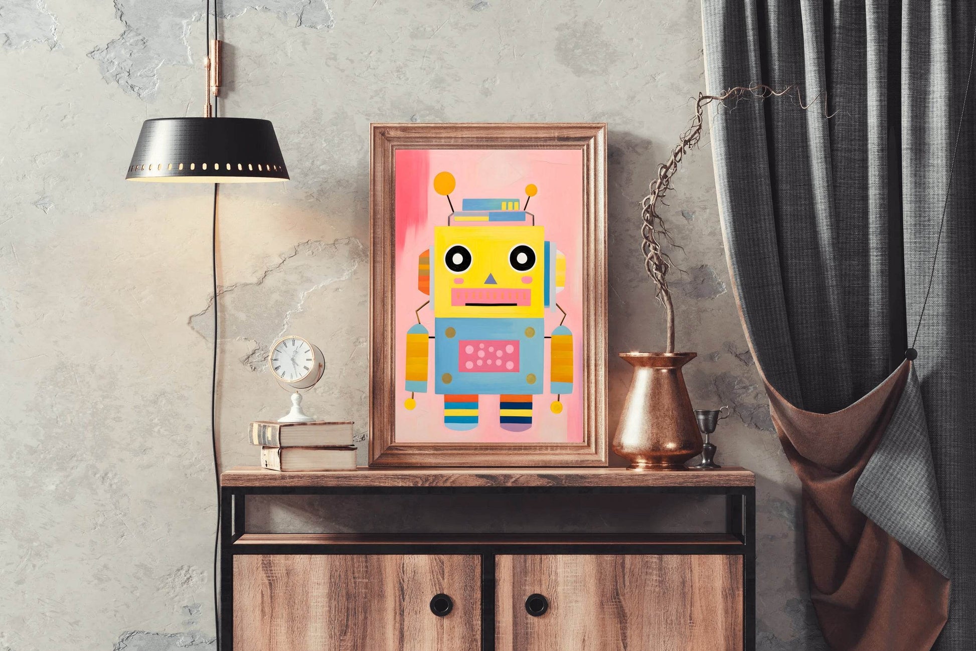 Cartoon Robot Illustration Wall Art - beink online art store