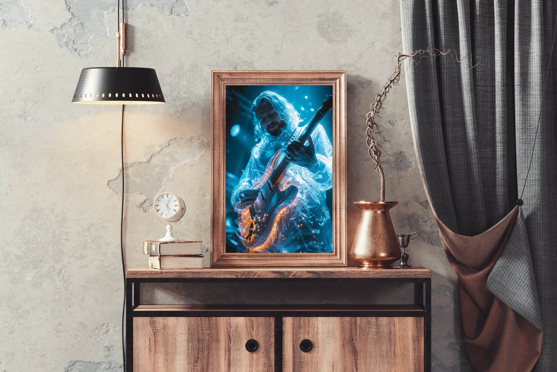 Ice Sketch Guitar Player Walll Art - beink online art store
