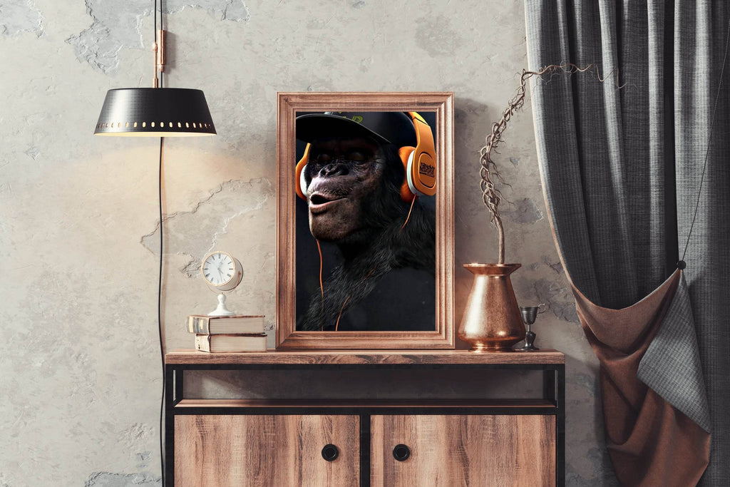 Monkey With Headphones Wall Art - beink online art store