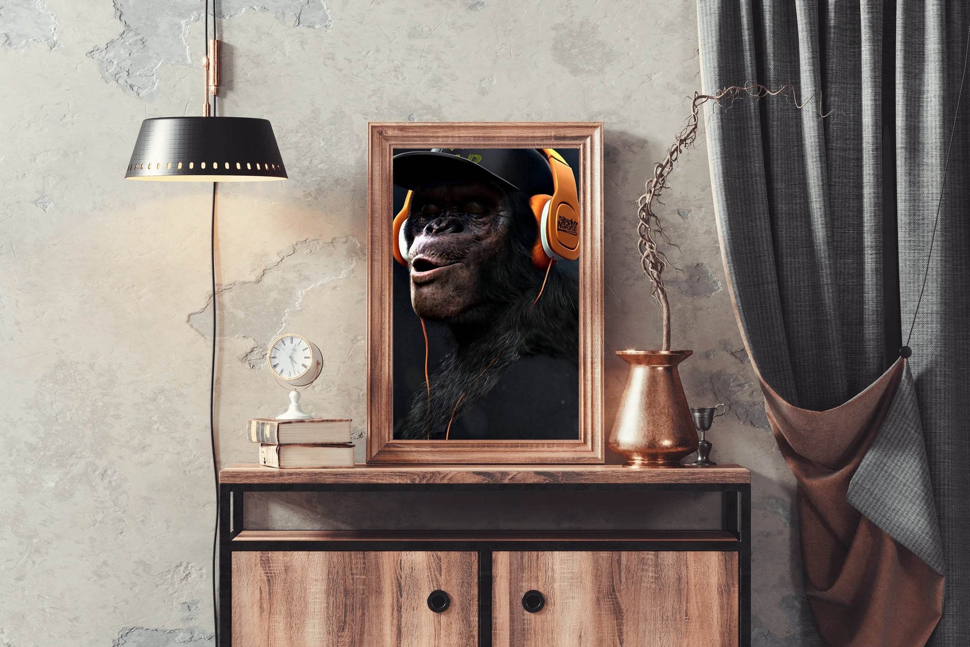 Monkey With Headphones Wall Art - beink online art store
