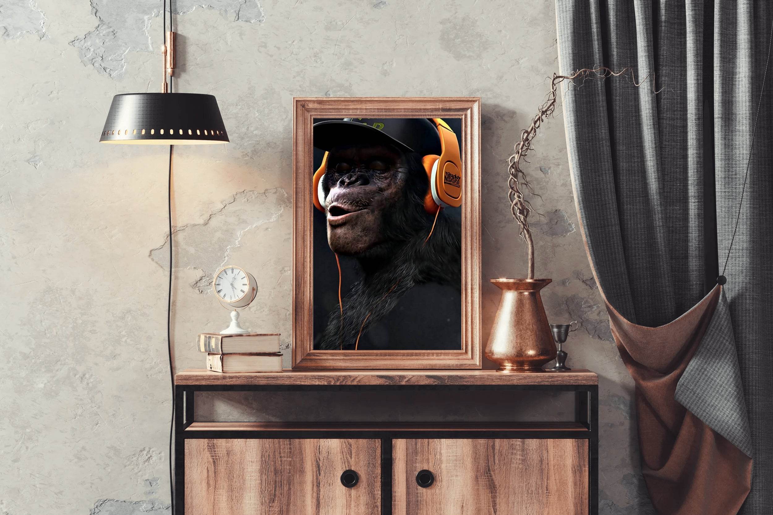 Monkey With Headphones Wall Art - beink online art store