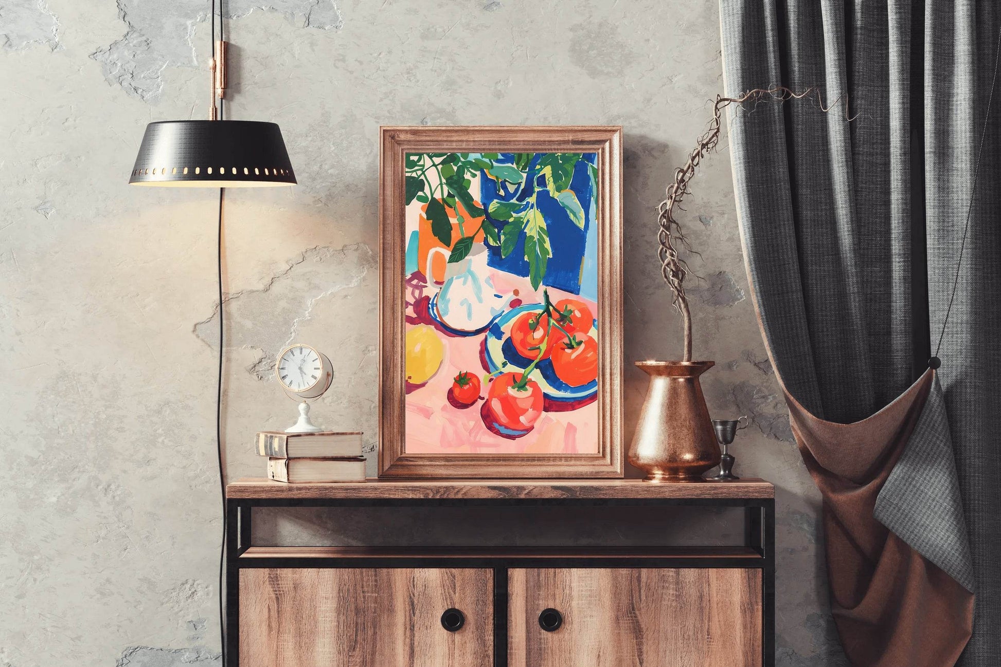 Painting of Persimmon Plate on Table - beink online art store