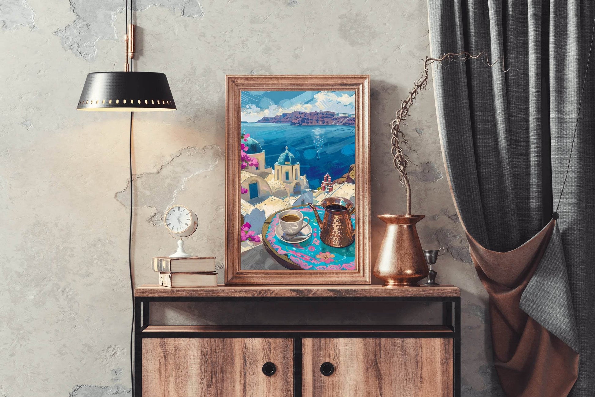 Santorini Sunrise Painting Wall Art - beink online art store