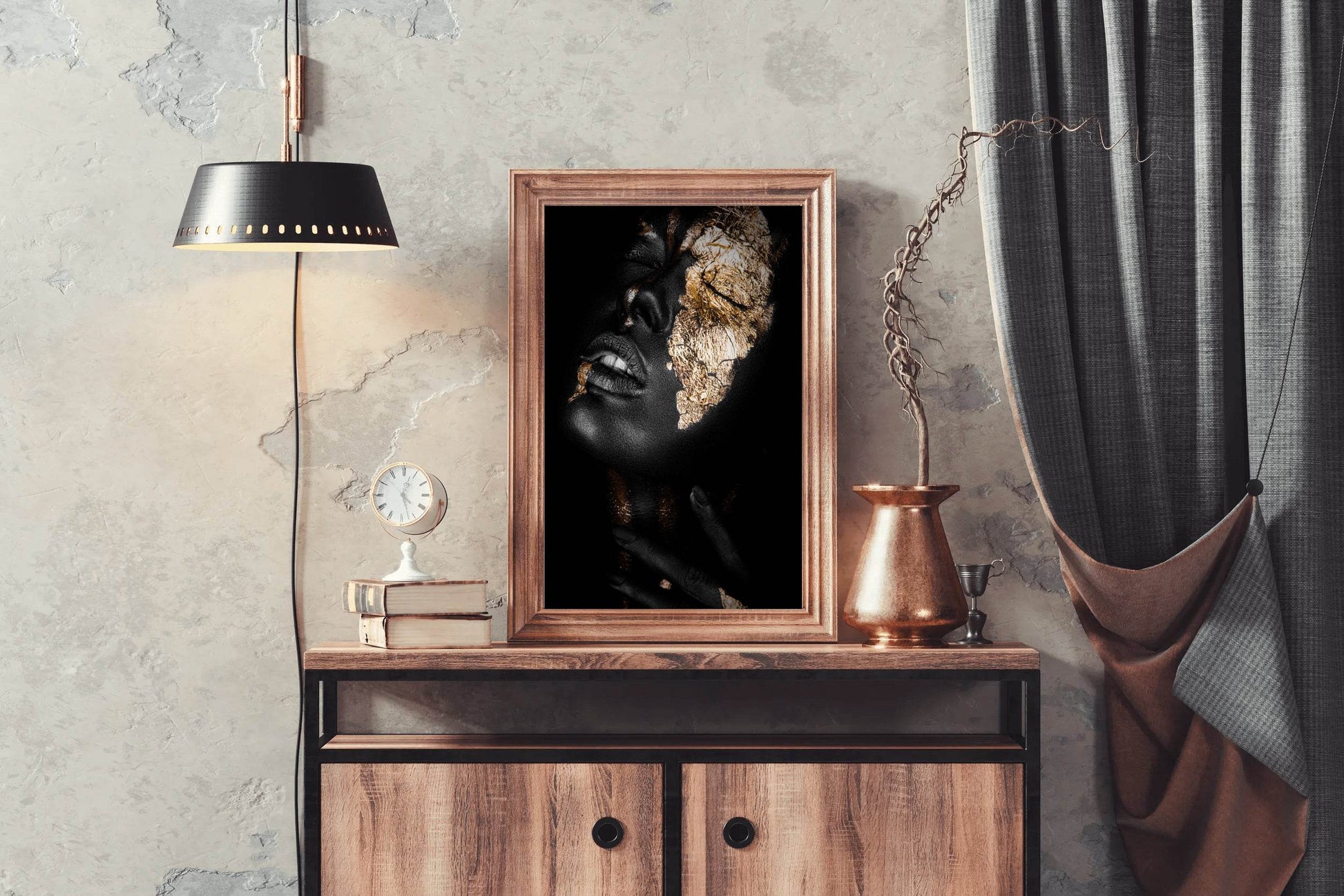 Black Woman Adorned With Gold Wall Art - beink online art store