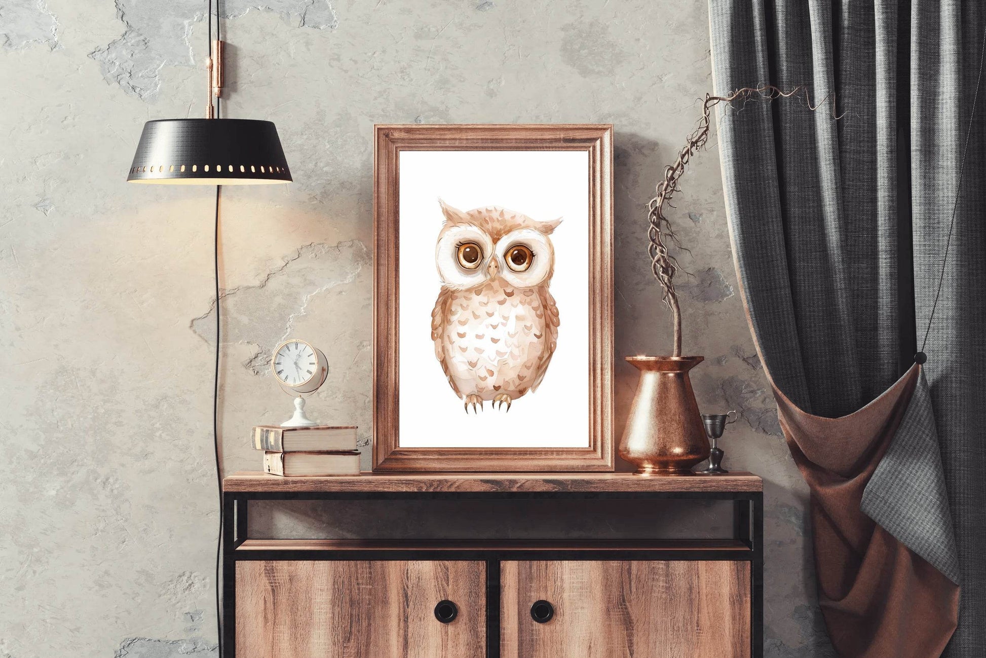 Drawing of Cute Little Owl Wall Art - beink online art store