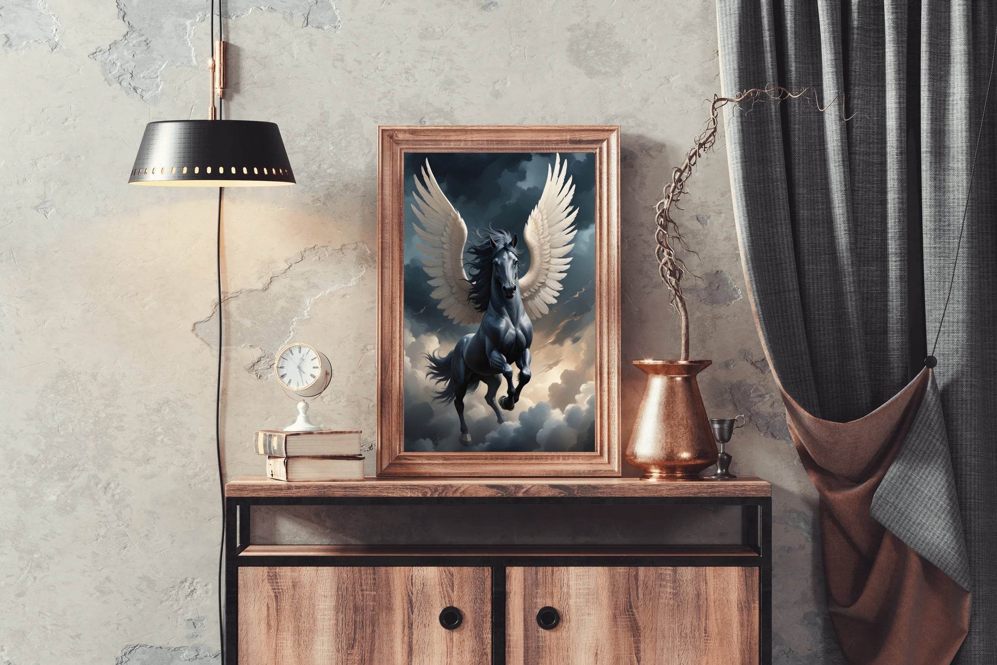 Black Unicorn With Horns Animal Wall Art - beink online art store