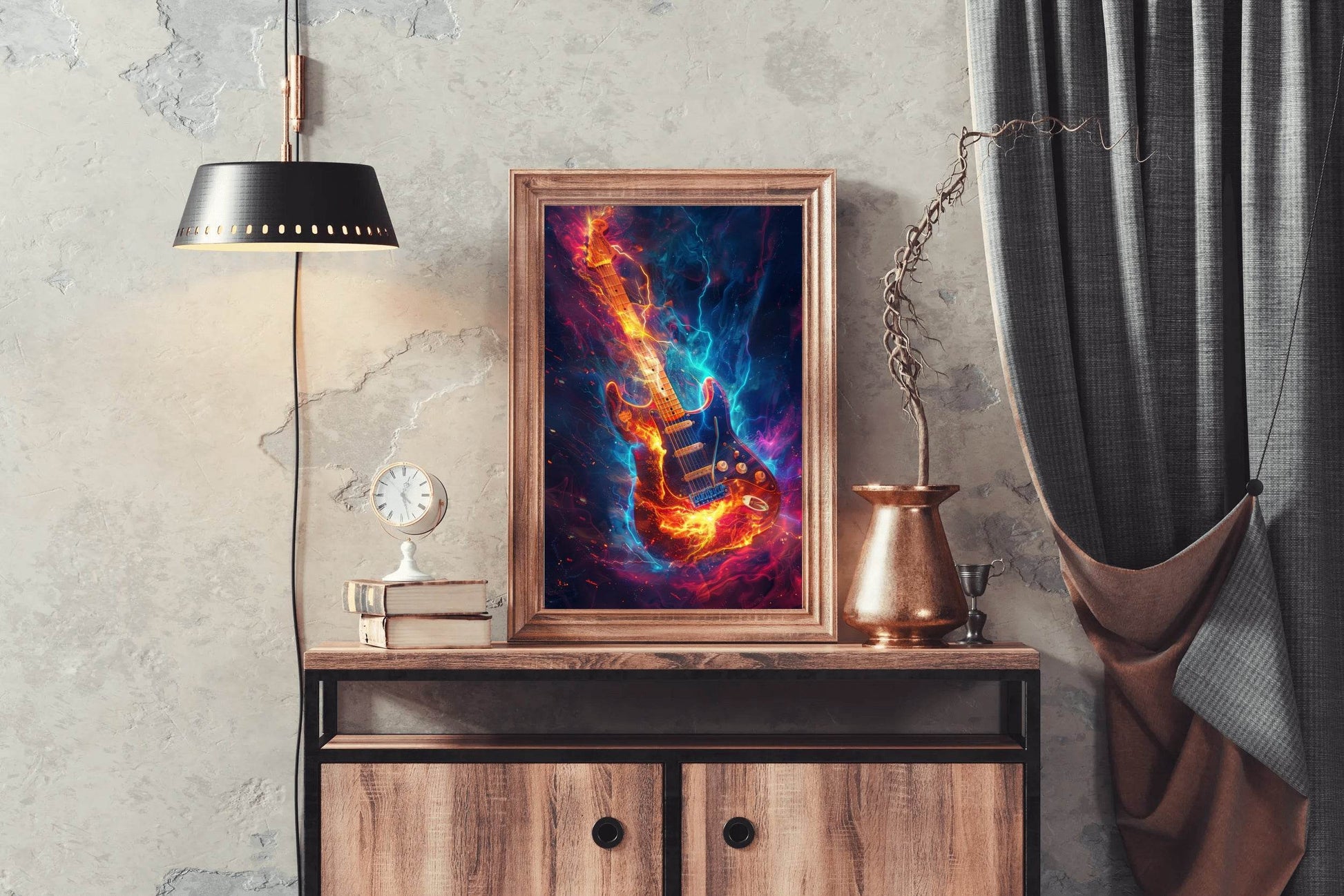 Water And Fire Electronic Guitar Wall Art - beink online art store