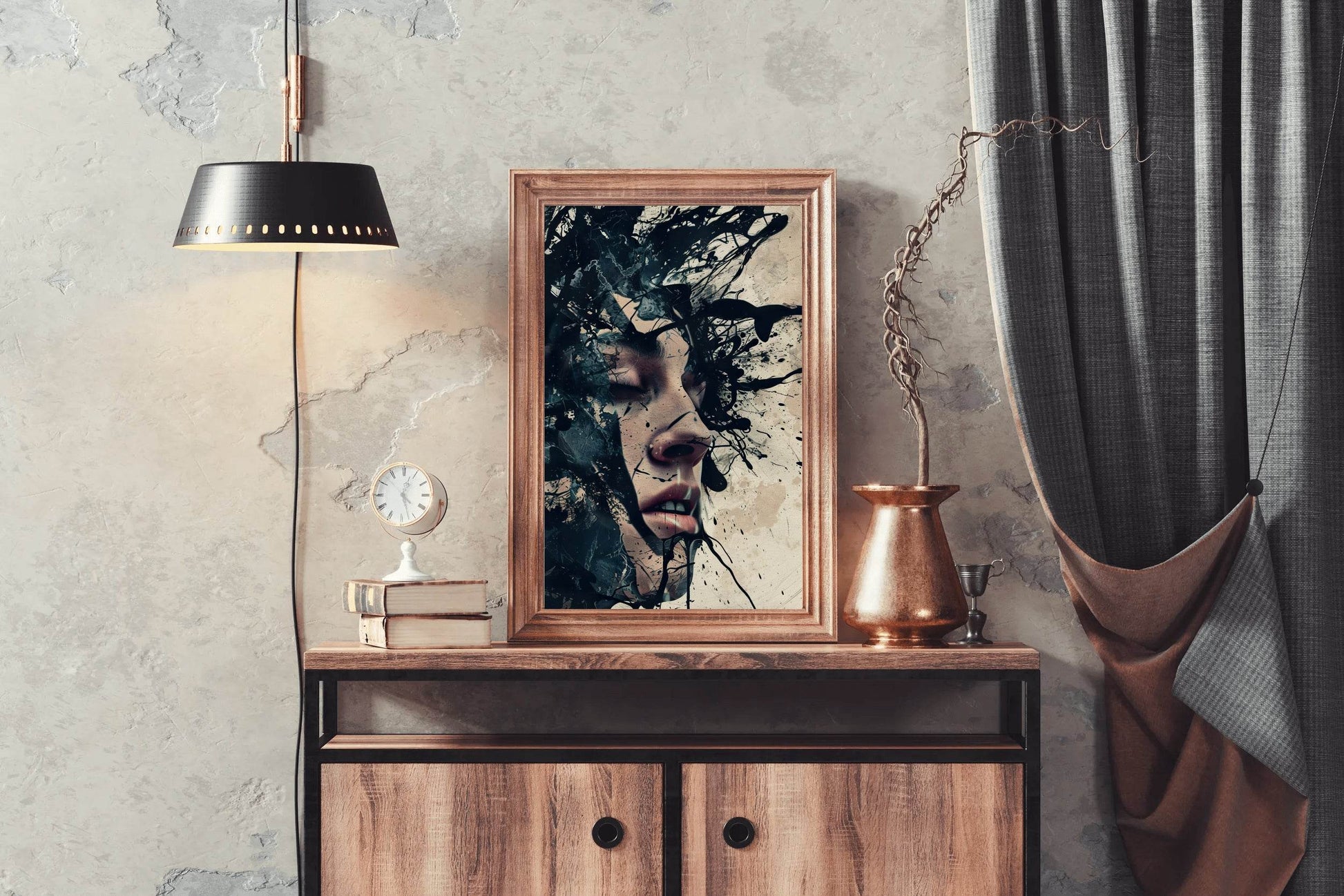 Men Face With Paint Splash Digital Art - beink online art store