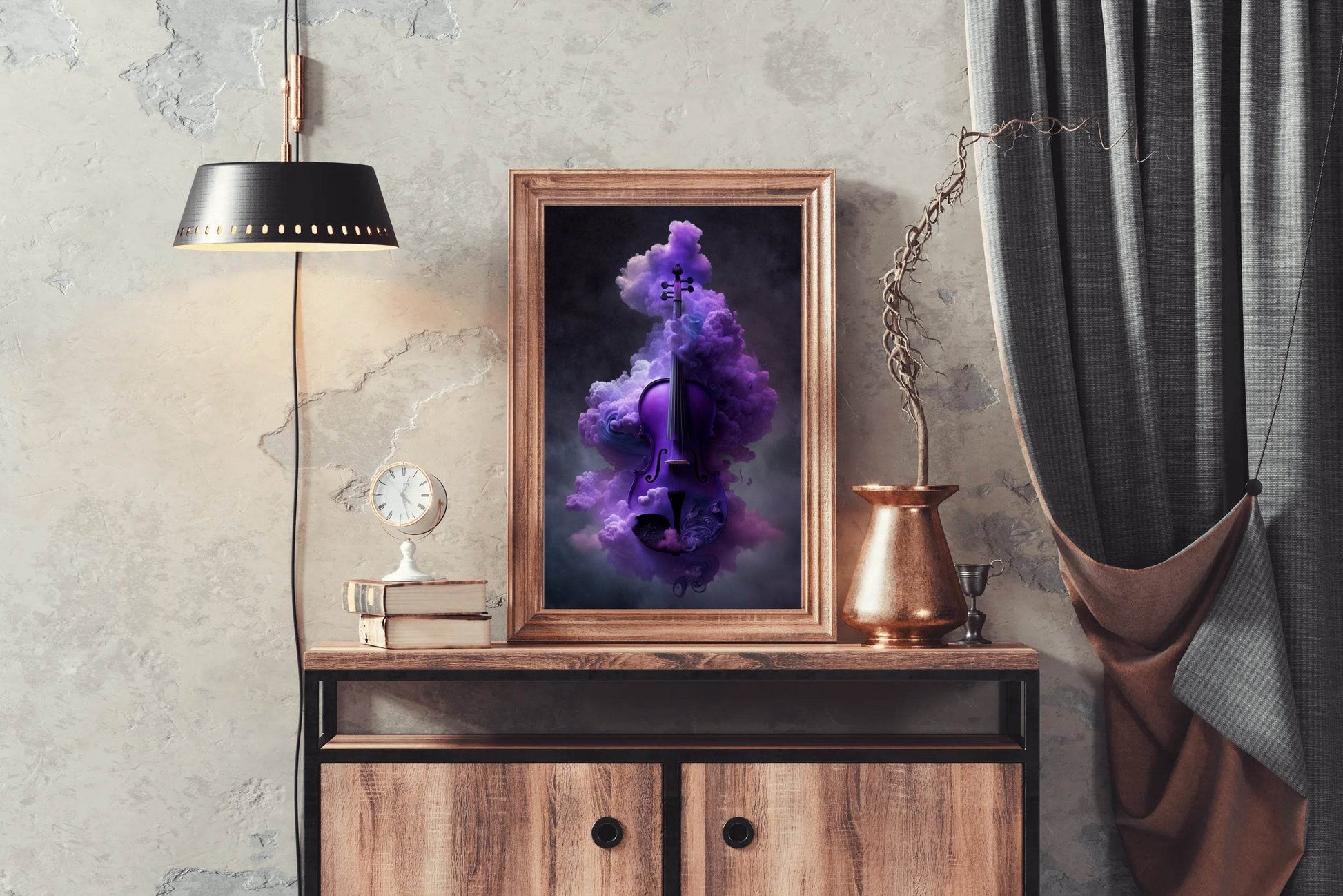 Purple Magic Violin In Smoke Wall Art - beink online art store