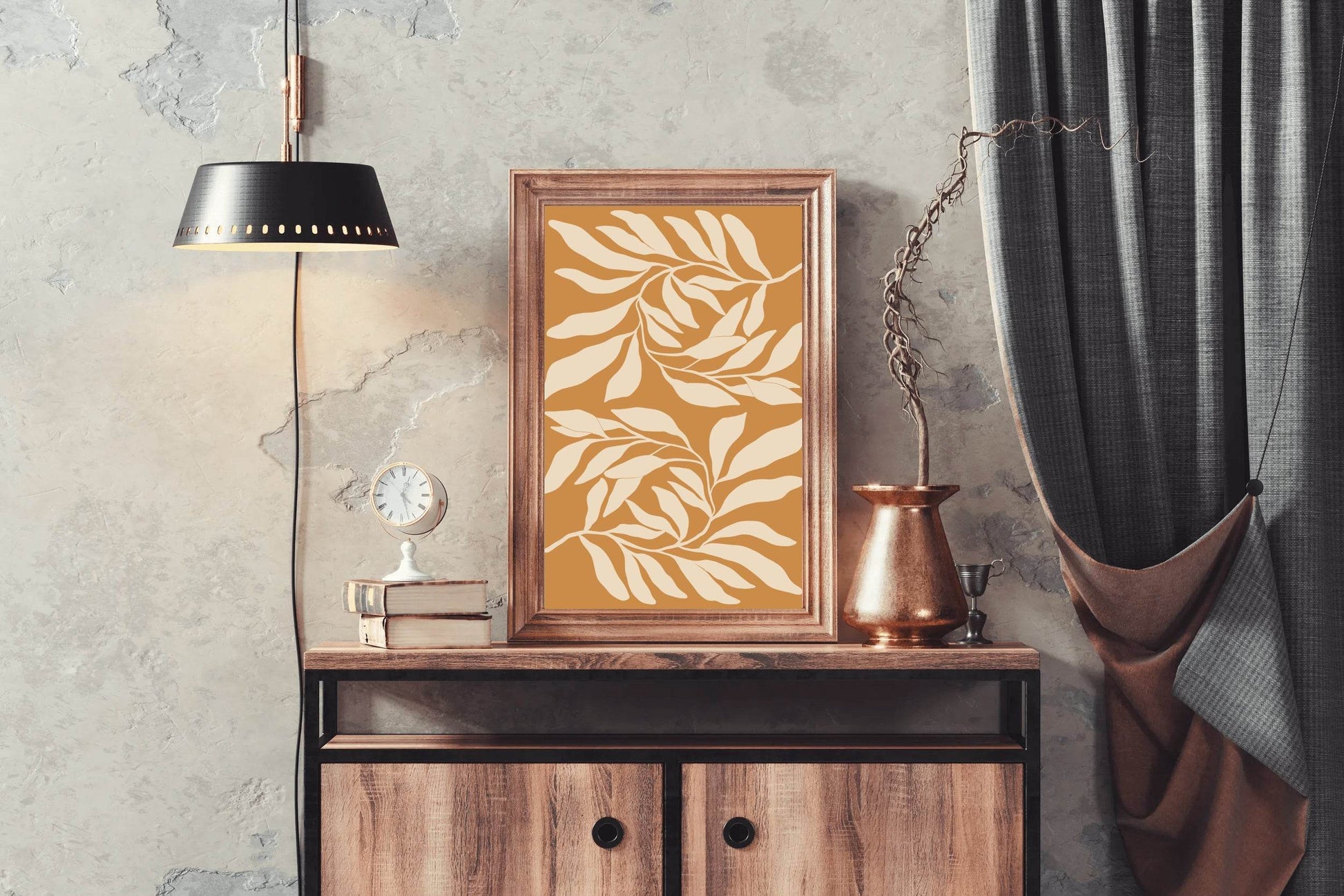 Abstract Botanical Print Minimalist Leaf Pattern ArtWork - beink online art store