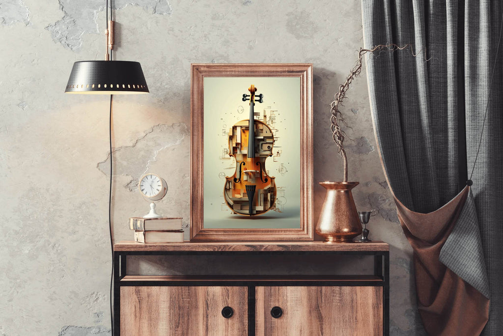 Violin Made of Blocks And Pieces of Wood Wall Art - beink online art store