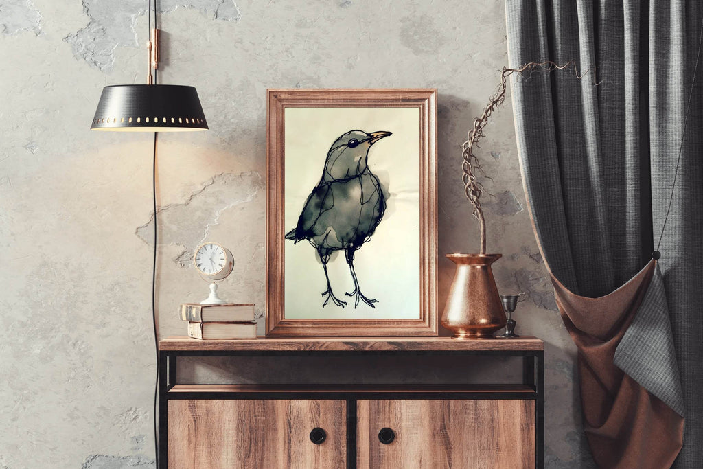 Black Bird - Watercolor Modern Wall Art - beink online art store