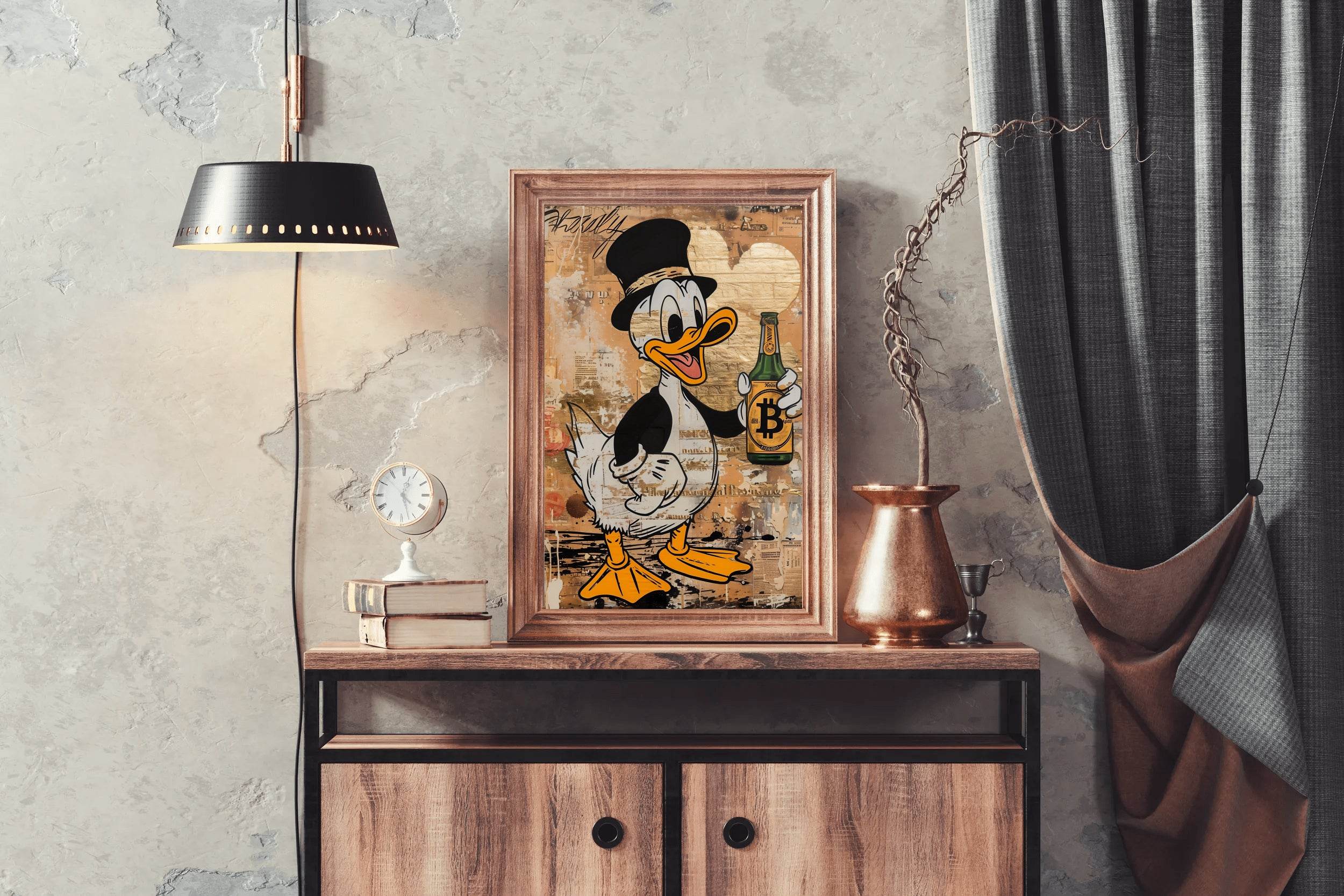 Donald Duck Holding Bottle Wall Art - beink online art store