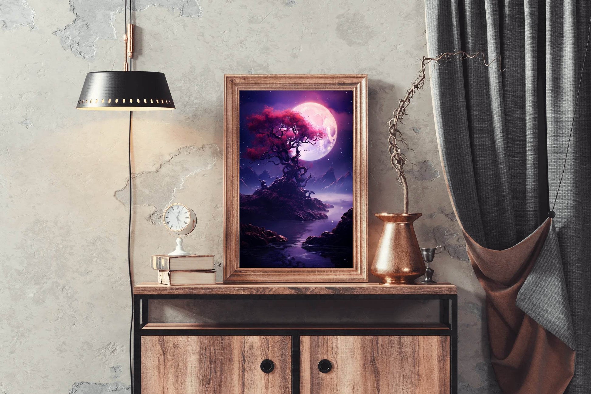 Sakura Tree In The Moonlight Wall Art - beink online art store