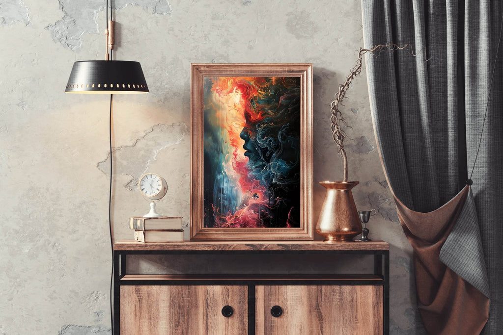 Colorful Oil Painting With Women Face Digital Art - beink online art store