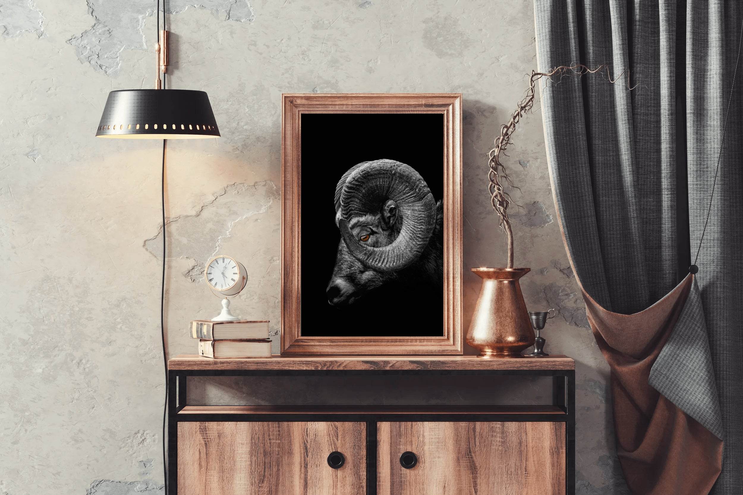 Bighorn Sheep Black & White Wall Art - beink online art store