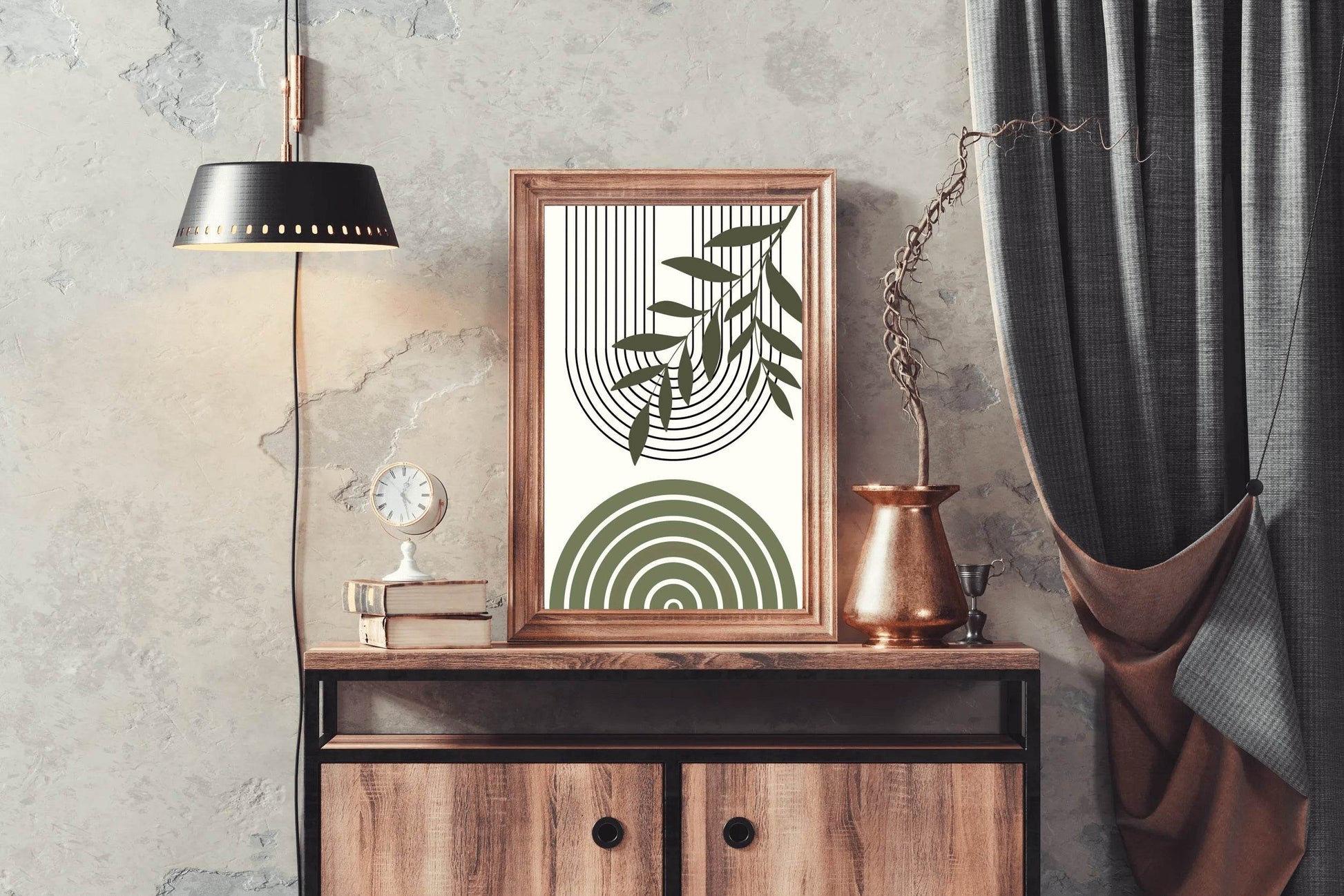Abstract art Piece with a Leafy Branch ArtWork - beink online art store