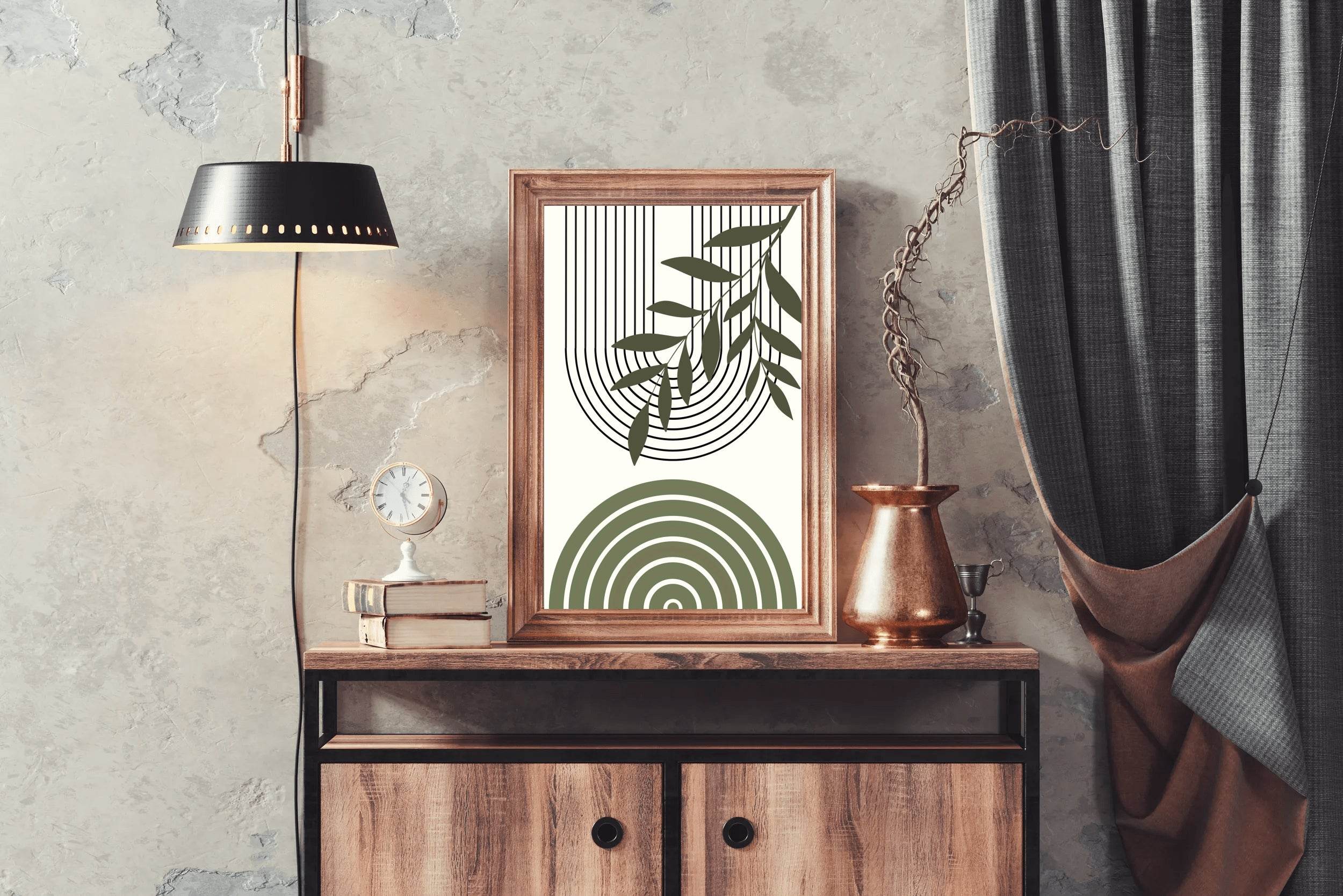Abstract art Piece with a Leafy Branch ArtWork - beink online art store