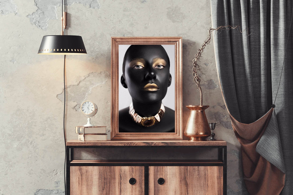 Arte Black Gold On a Woman Face Wall Art - beink online art store