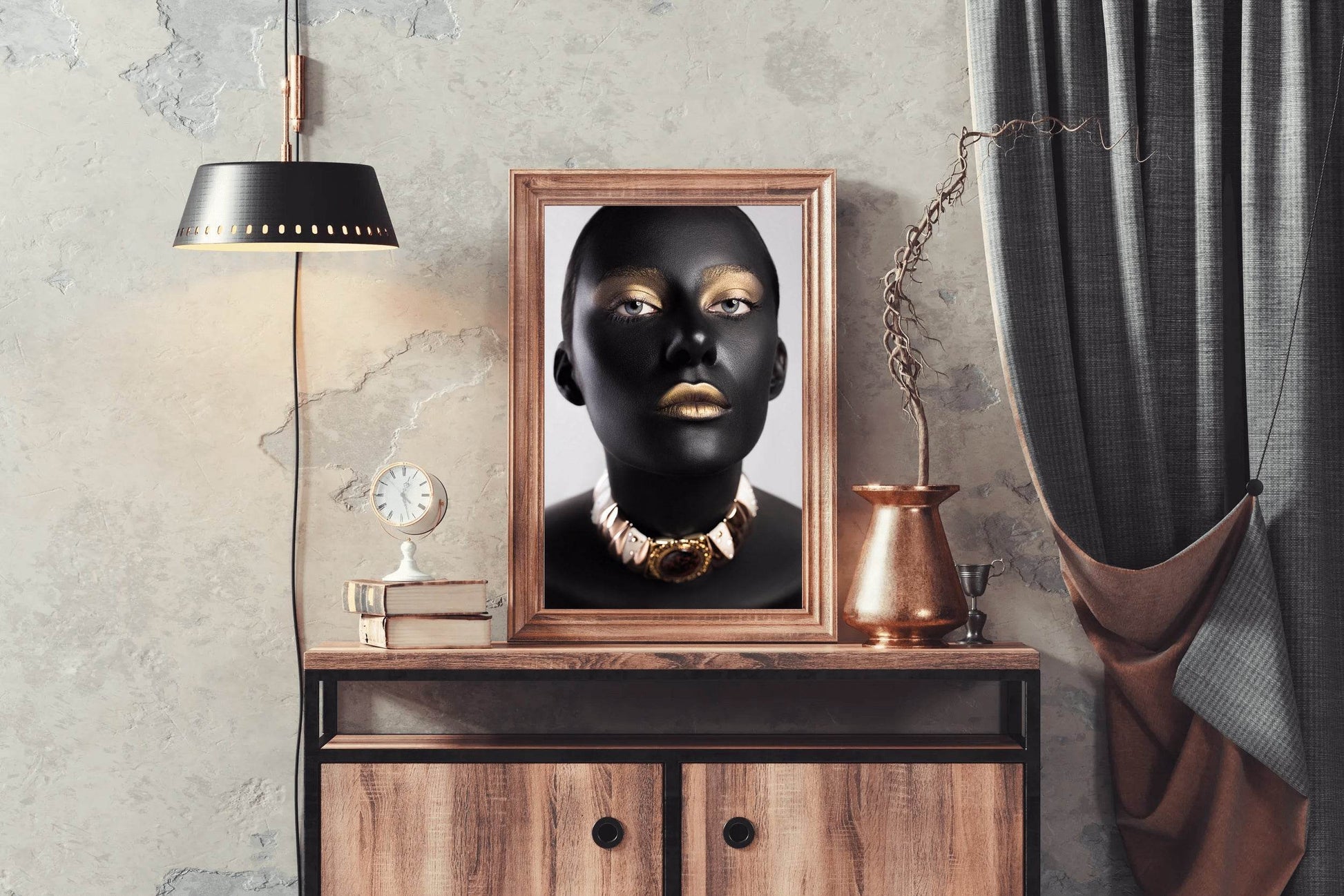 Arte Black Gold On a Woman Face Wall Art - beink online art store