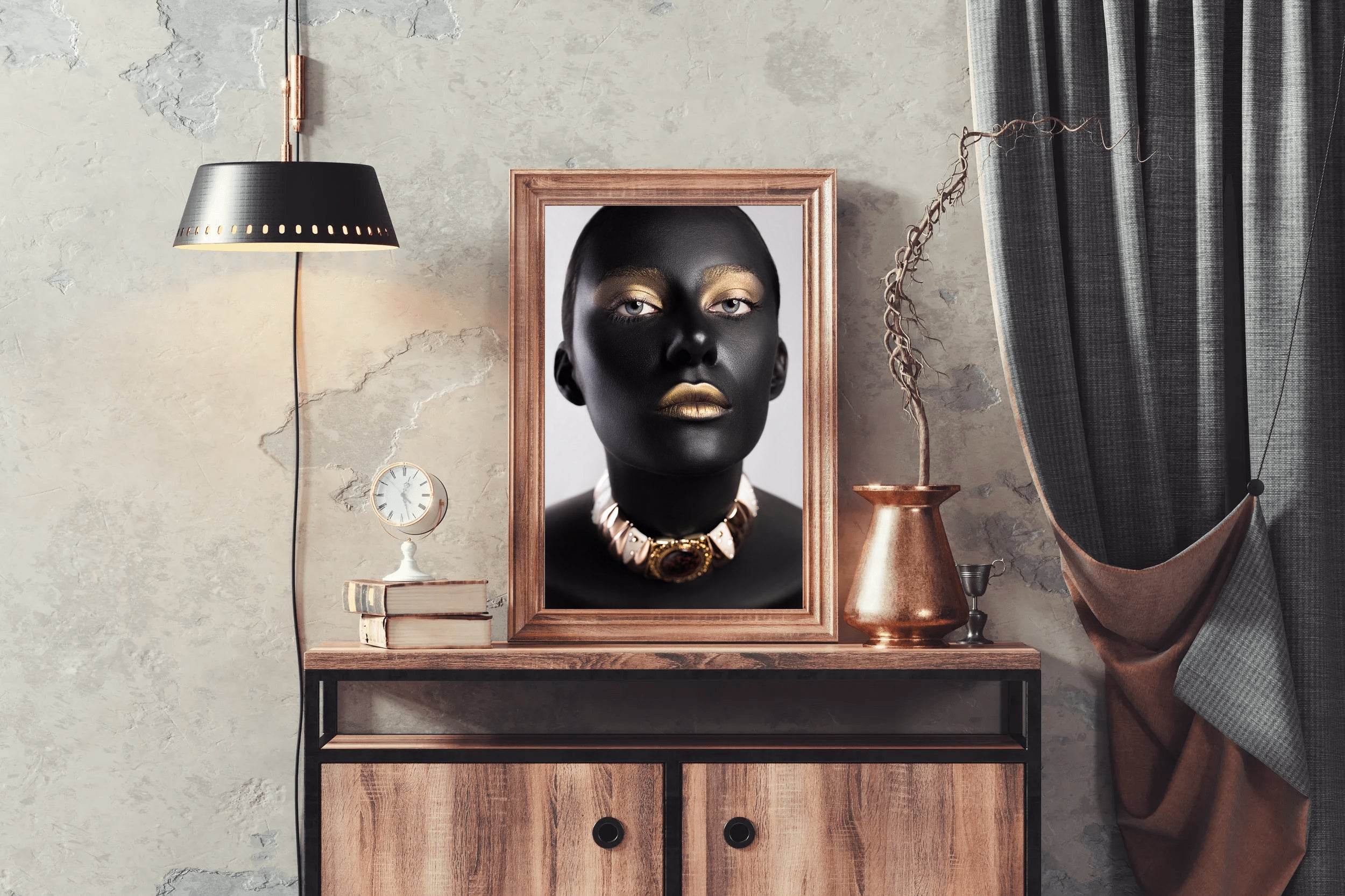 Arte Black Gold On a Woman Face Wall Art - beink online art store