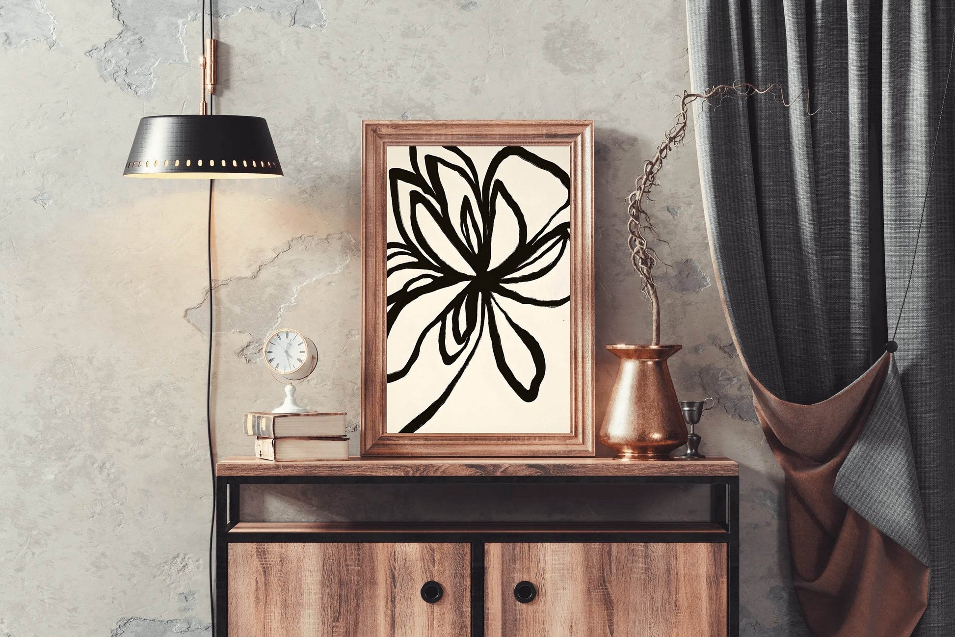 Abstract Black Floral Modern Wall Art - beink online art store