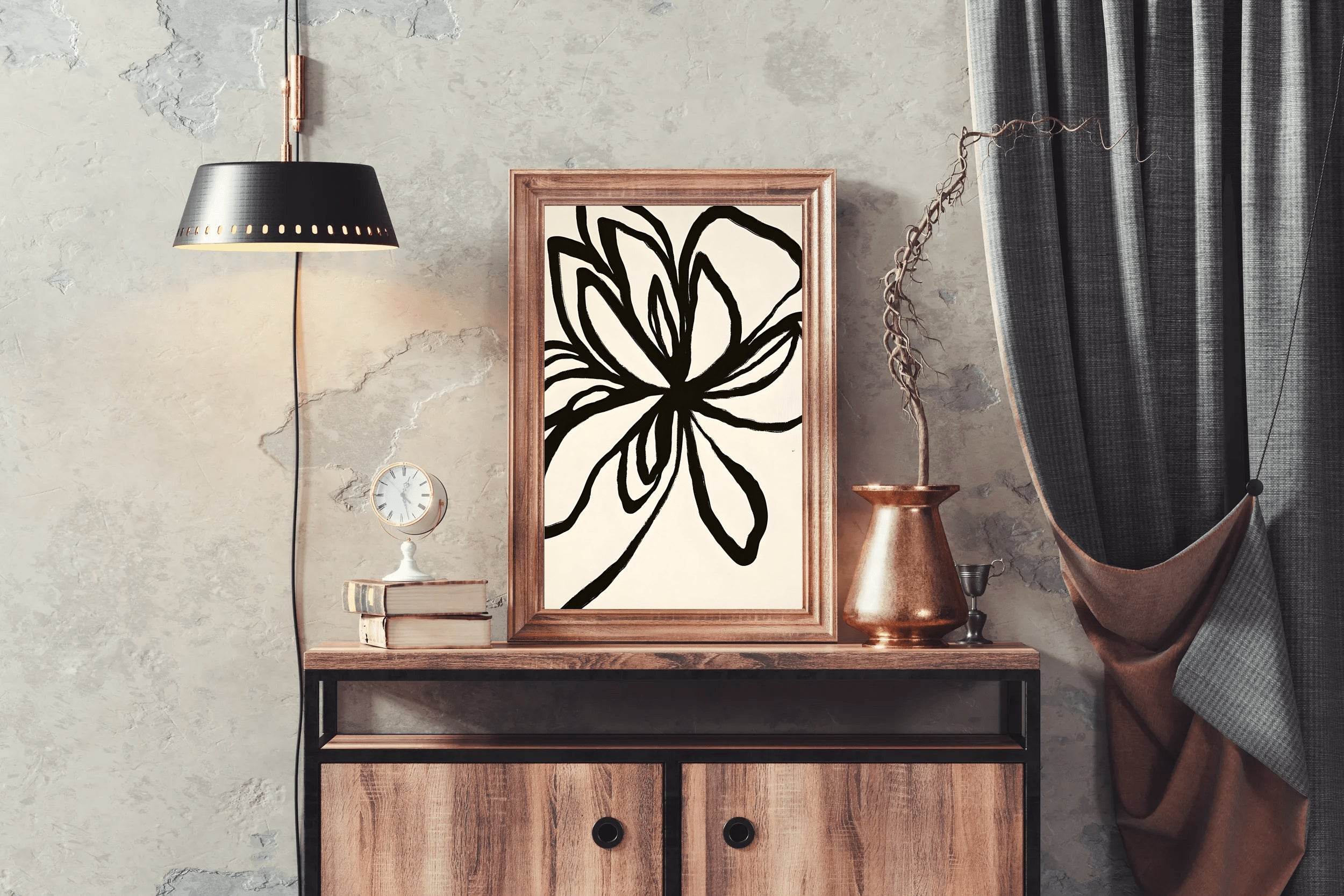 Abstract Black Floral Modern Wall Art - beink online art store