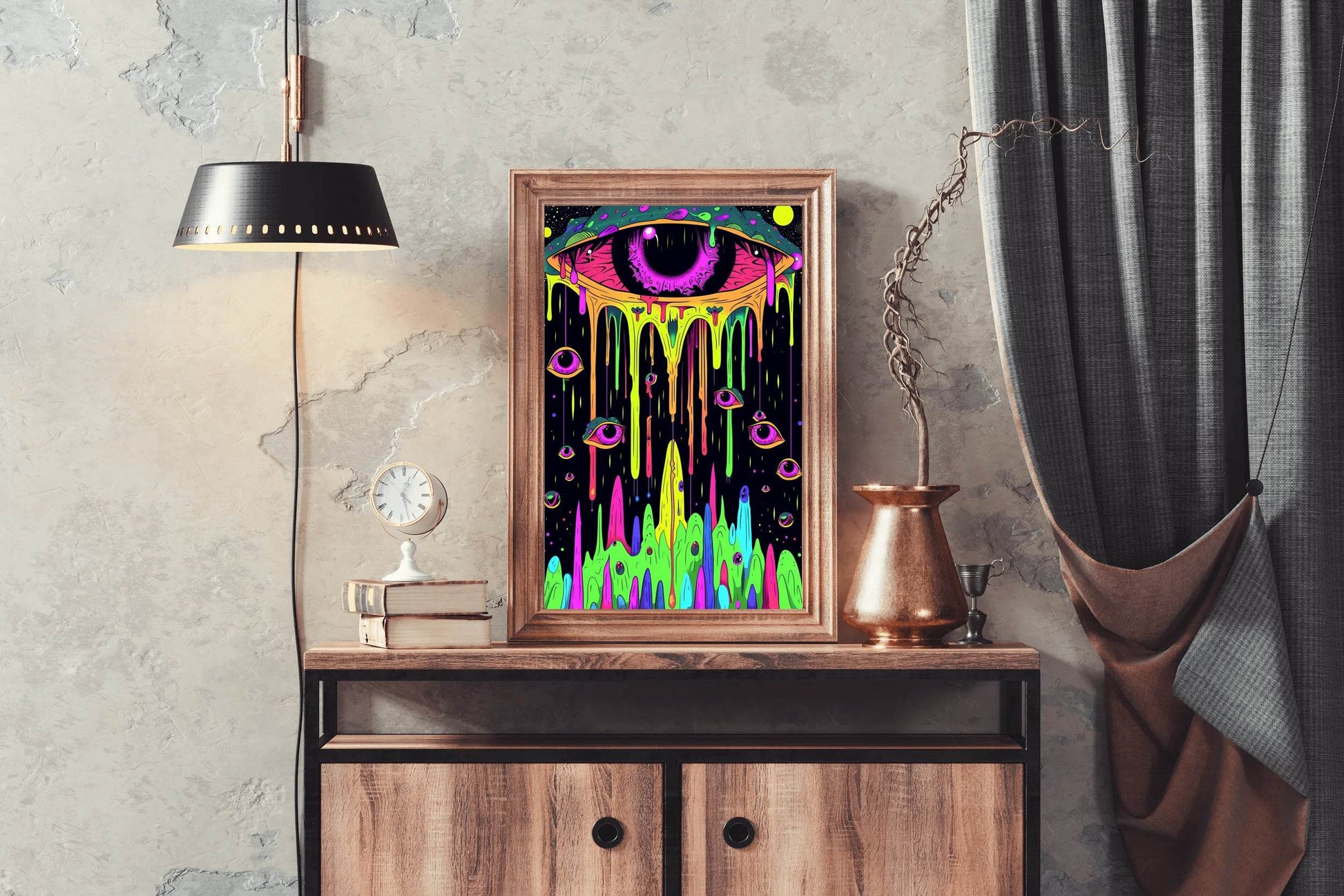 Neon Psychedelic Eye Wall Art - beink online art store