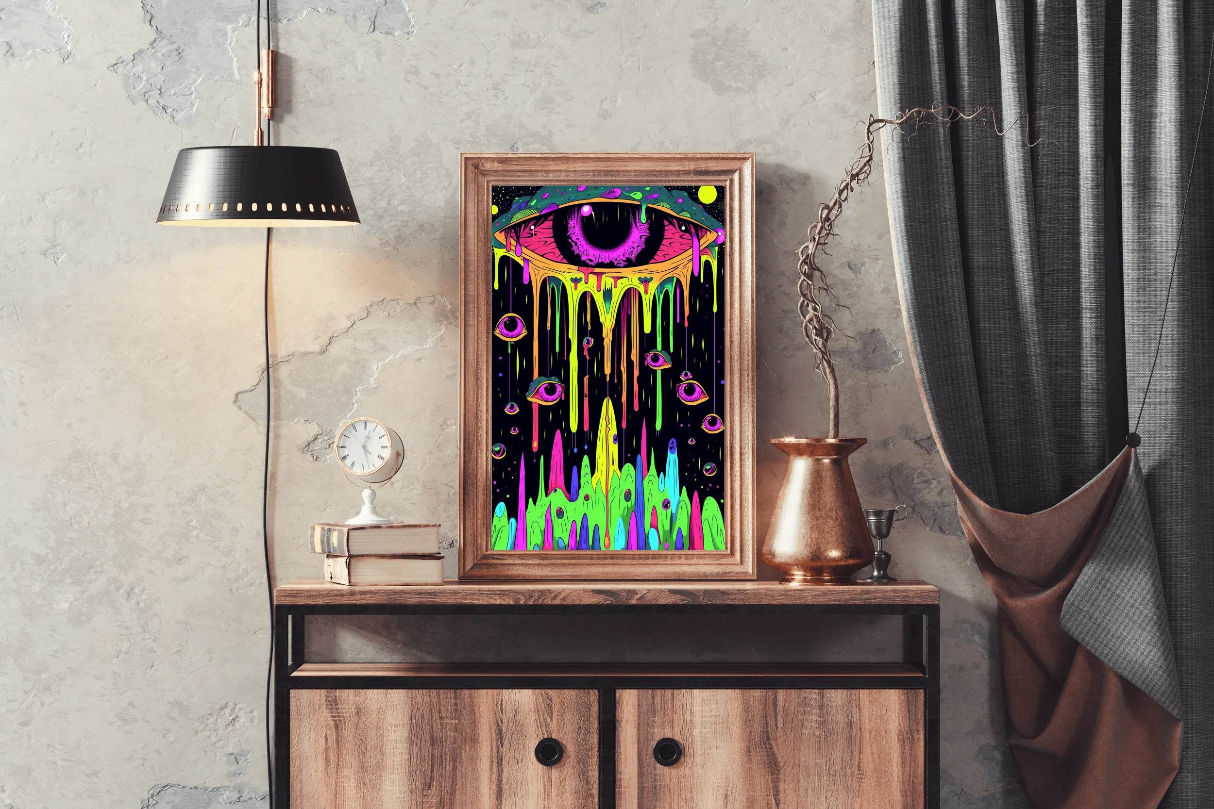Neon Psychedelic Eye Wall Art - beink online art store