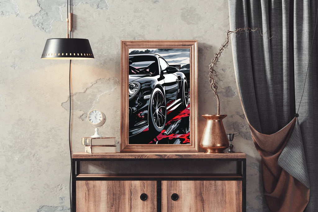 Black Porsche Carrera Canvas Wall Art - beink online art store